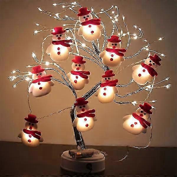 10 LEDs 5.4ft Christmas Snowman String Lights Waterproof Light Up String Lights Short Plush Lights for Christmas Decorations Christms Tree Light (Batt