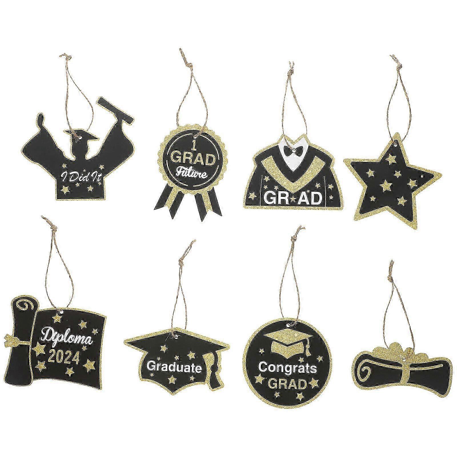 8pcs Graduation Seasons Hanging Decor Wall Background Paper Pendant Graduation Decor