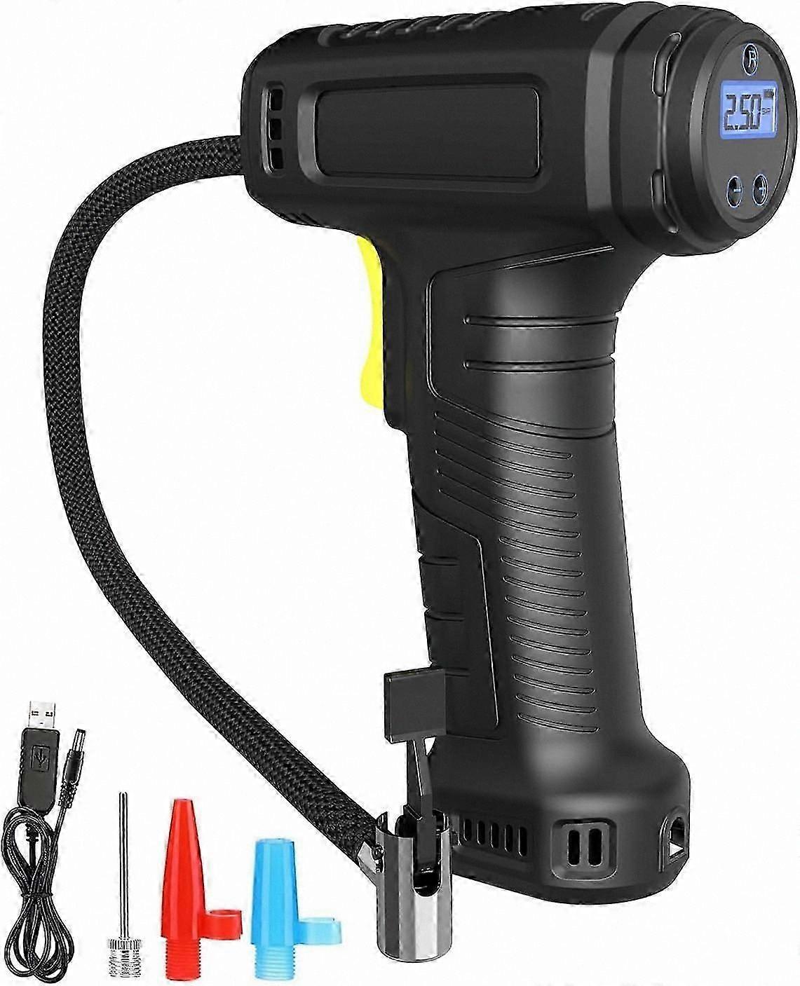 Portable Cordless Air Compressor with Digital Gauge, Rechargeable Battery-Powered Tire Inflator, LED Light for Easy Use, Wireless Handheld Pump Soluti