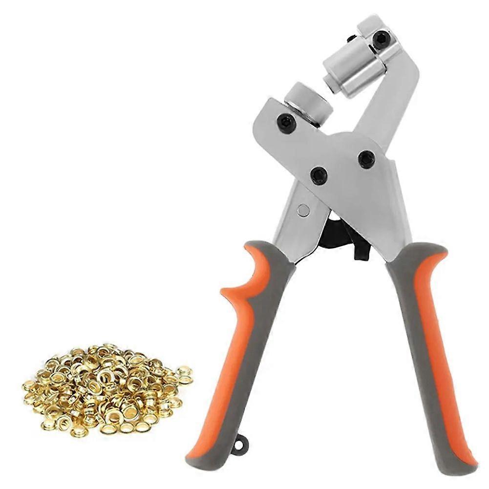 Grommet Tool Kit 6mm Handheld Hole Punch Pliers Grommet Hand Machine Manual Puncher with 20 Gold Gr