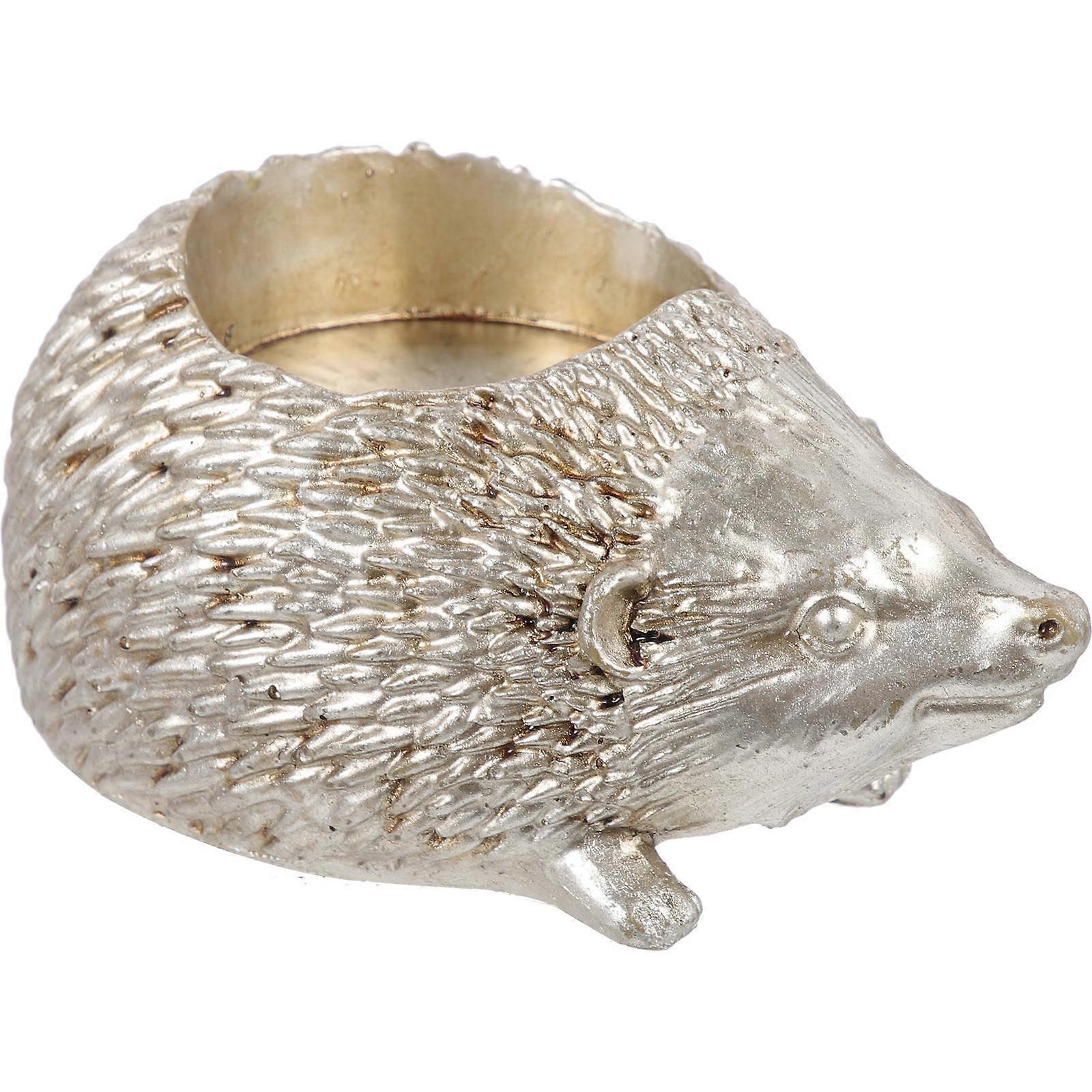 2Pcs Resin Hedgehog Candle Holder for Desktop Decoration Silver