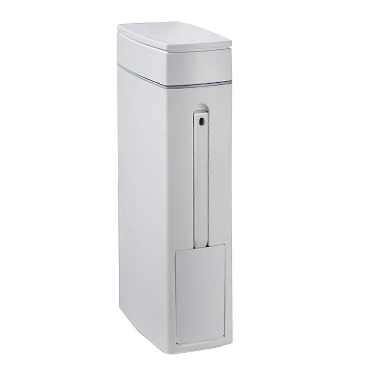 With Brush Cracked Trash Can Ultra-Thin for Home Use Bathroom Toilet Plastic with Toilet Brush Storage Bin with Lid