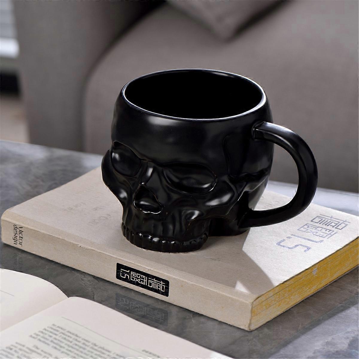 Halloween Skull Cup with Handle Lidless Ceramic Cup Funny Water B