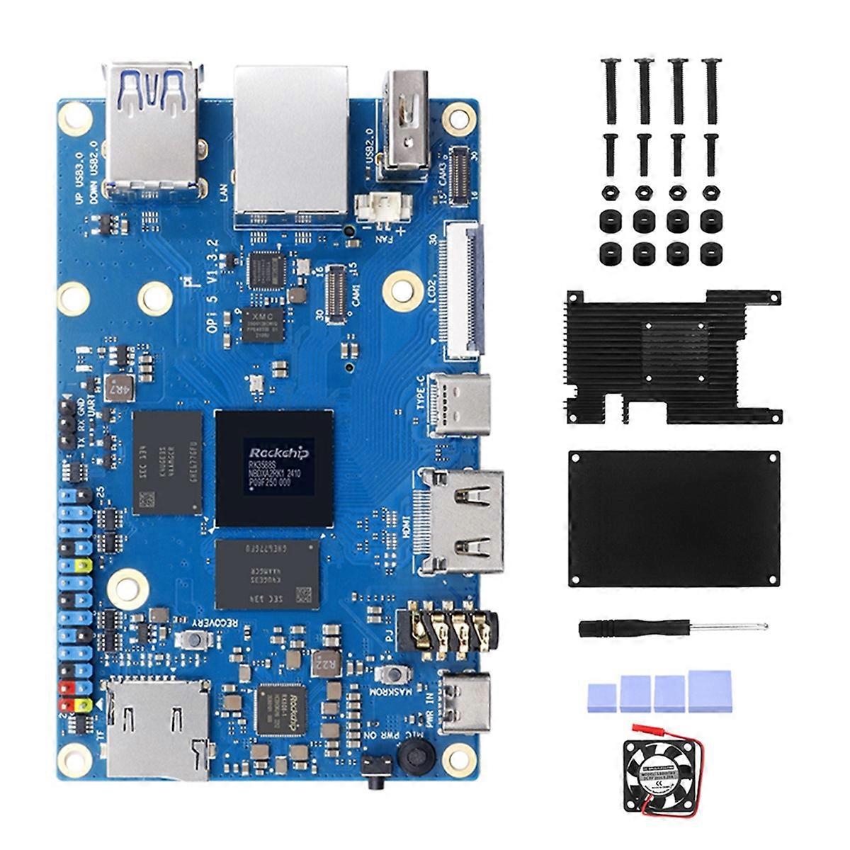 For 5 8GB RK3588S PCIE Module+Aluminum Alloy Case WiFi+BT SSD Gigabit Ethernet Board Run for Androi
