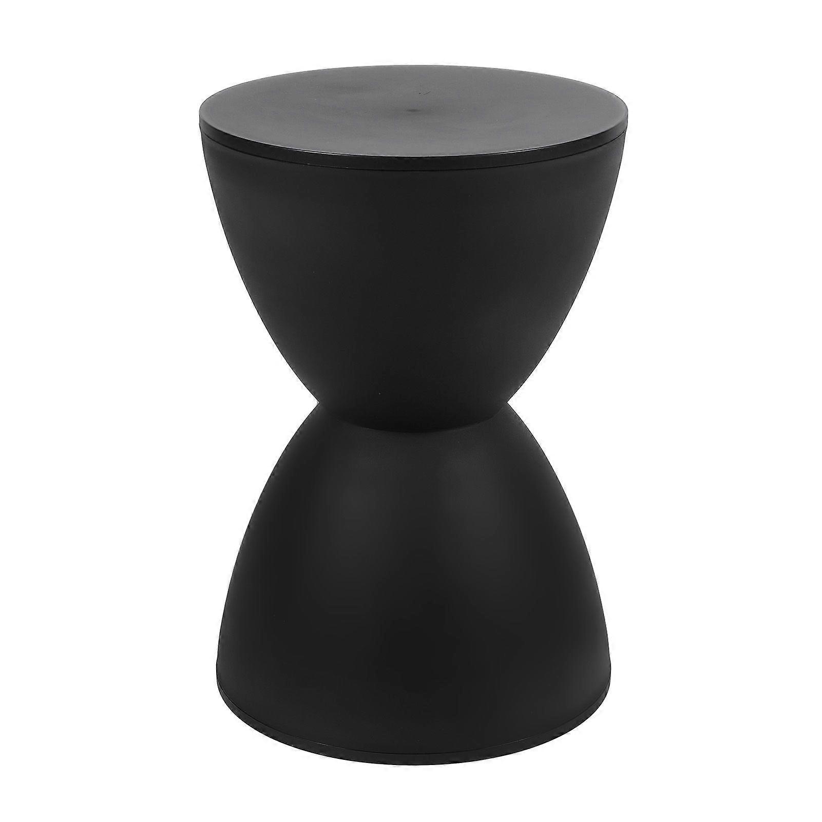 Modern Hourglass Shaped Stool Round End Table Stool for Shoe Changing Home Use 43x30cm Black