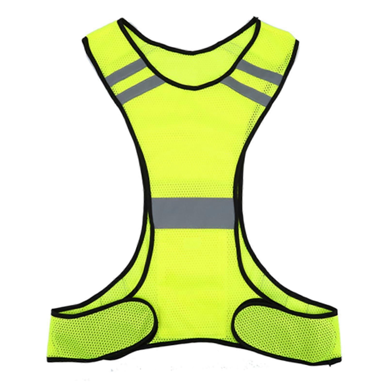 Reflective Running Vest Unisex Safety Vest High Visibility Fluorescent Yellow Adjustable Waist Walking
