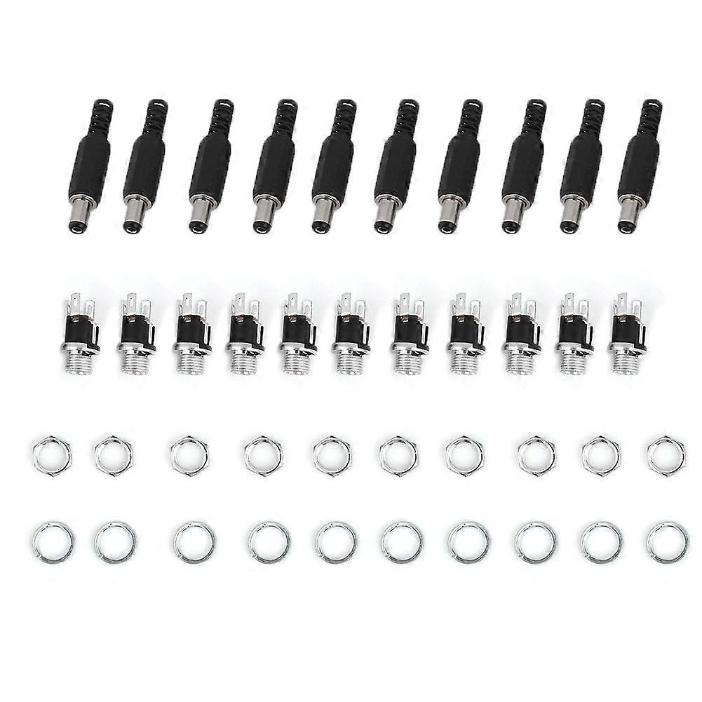 10 Pairs 2.1x5.5mm 12V Male and Female DC Power Plug Adapter Jack Connector