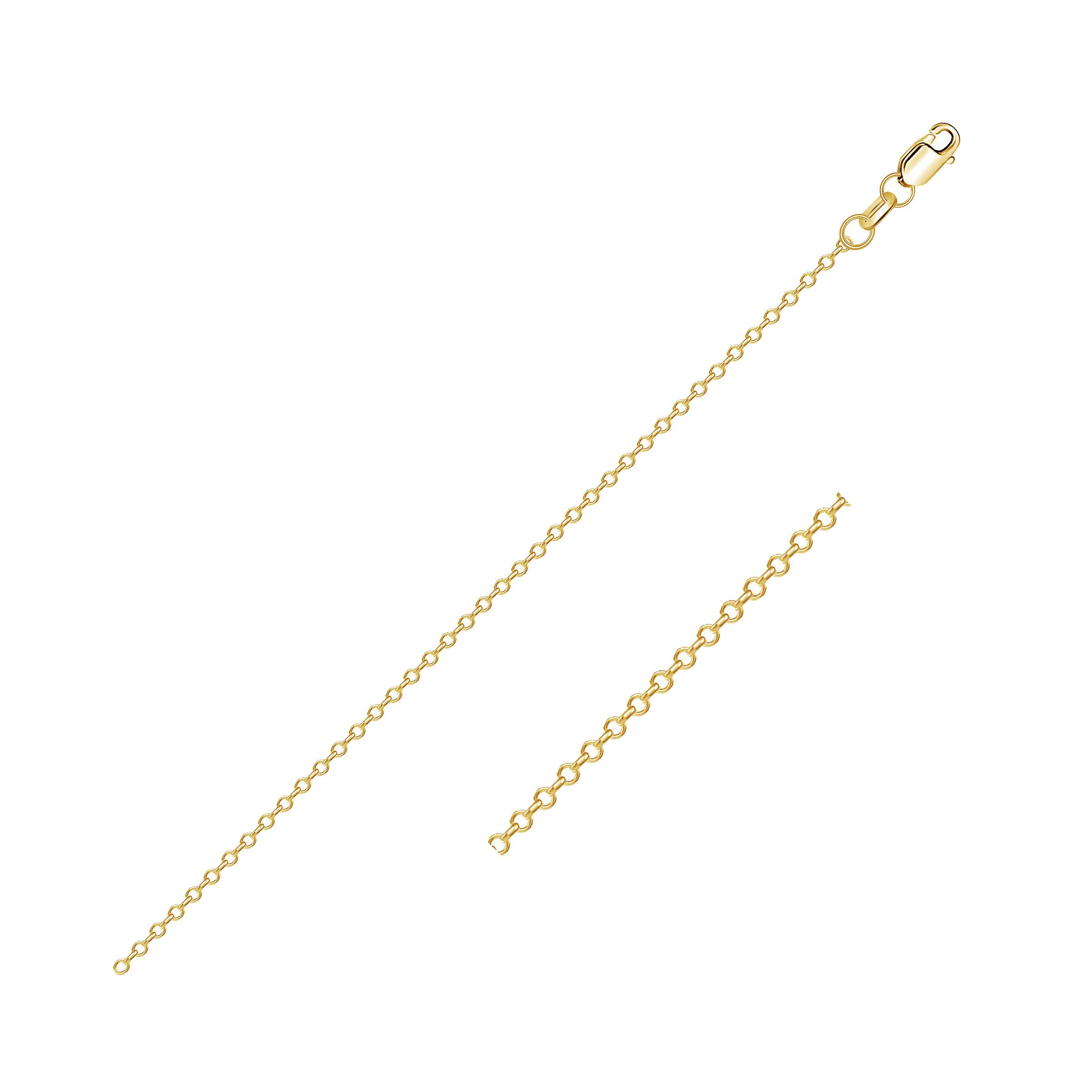 Chaîne de maillons de câble en or jaune 14k 0,8 mm Fermoir à homard