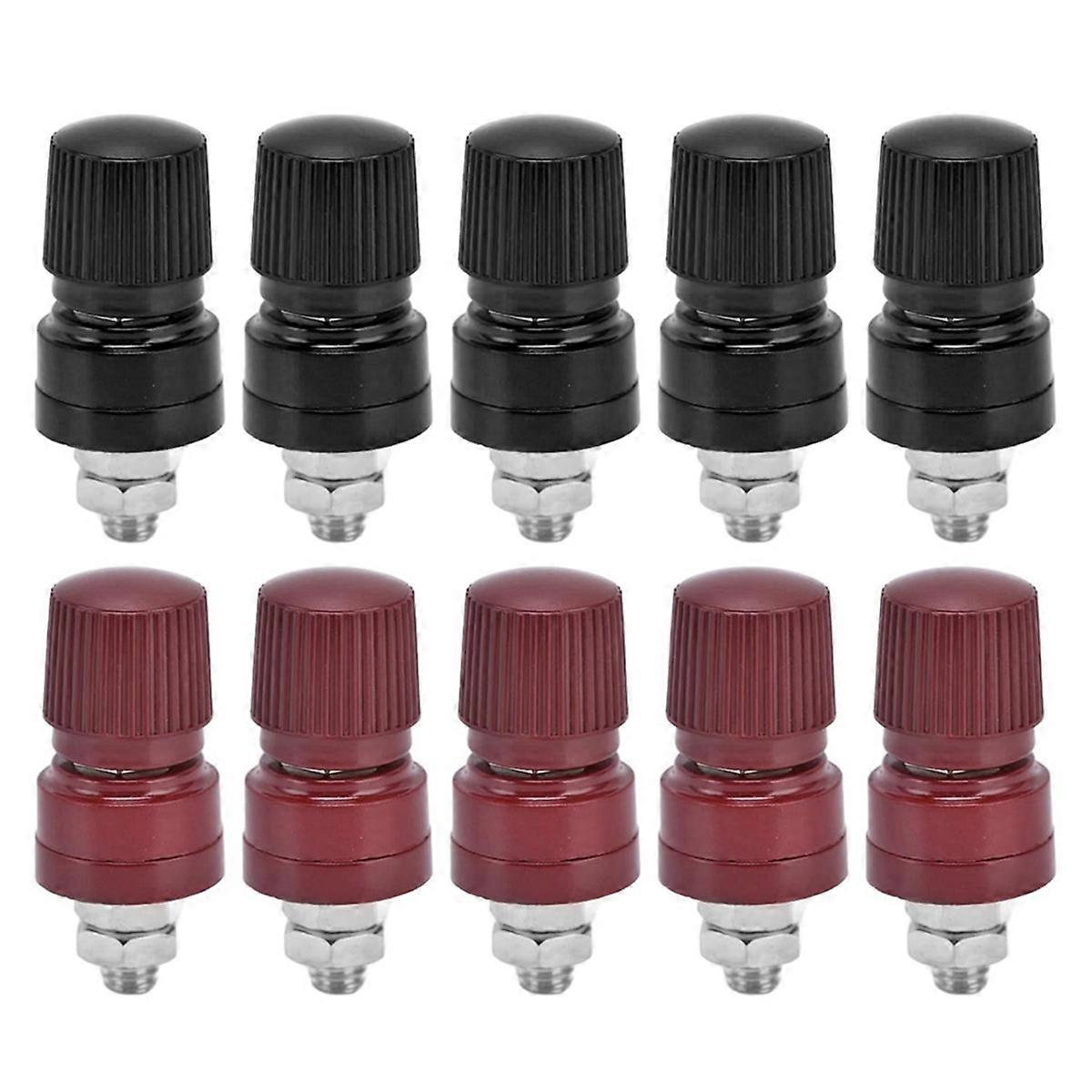 5 Pairs Brass Plated Binding Posts, M6 Thread Terminal