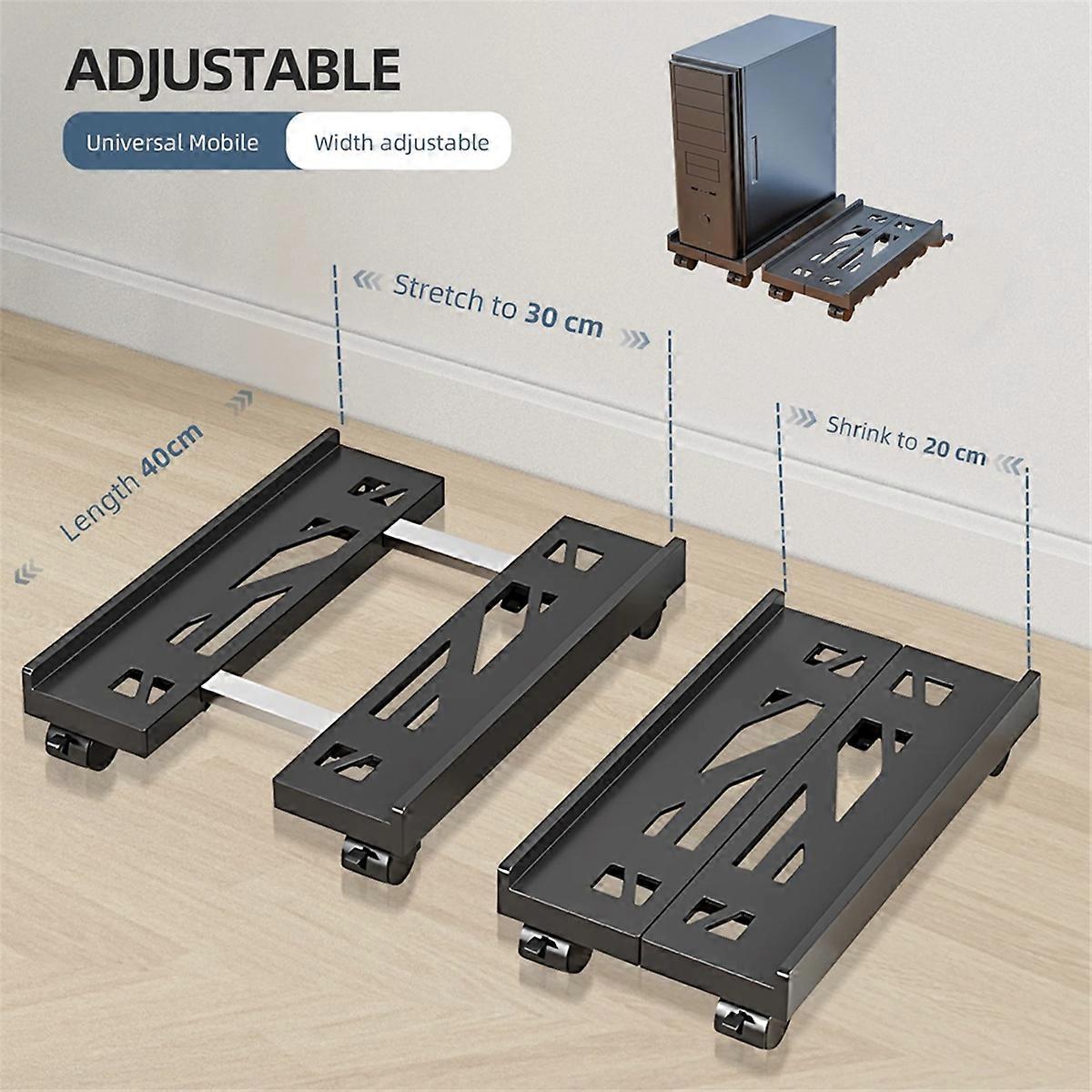 Adjustable Mobile PC Tower Stand with Wheels Under Desk CPU Holder Adjustable Stable Mobile Computer
