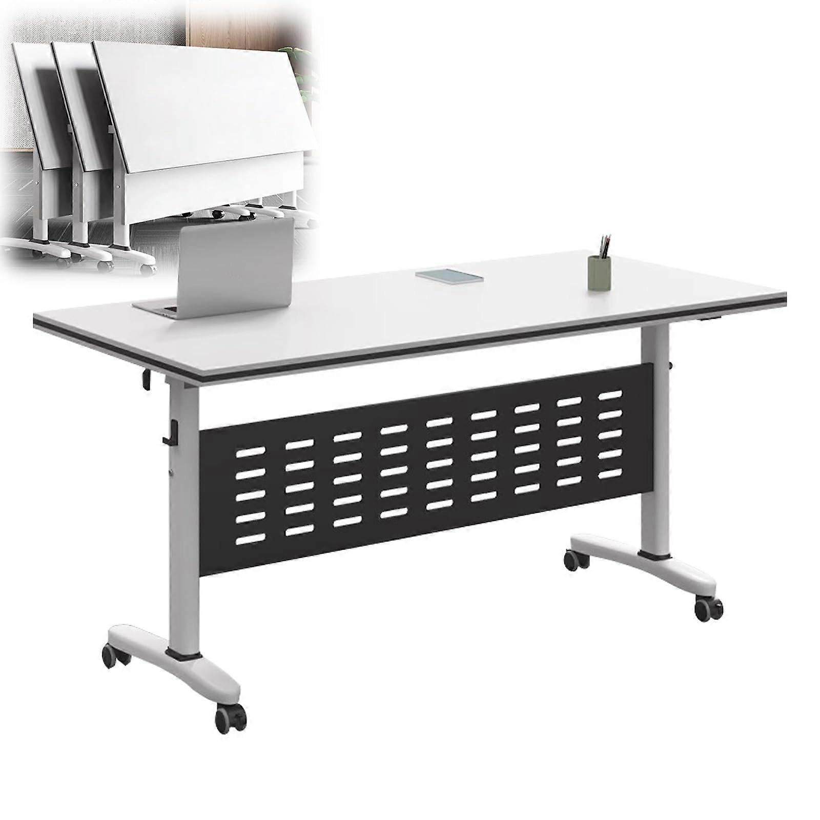 Conference Table Modern Modular Flip Foldable With Four Locking Wheels For Office Meeting Room 160x40x75 CM