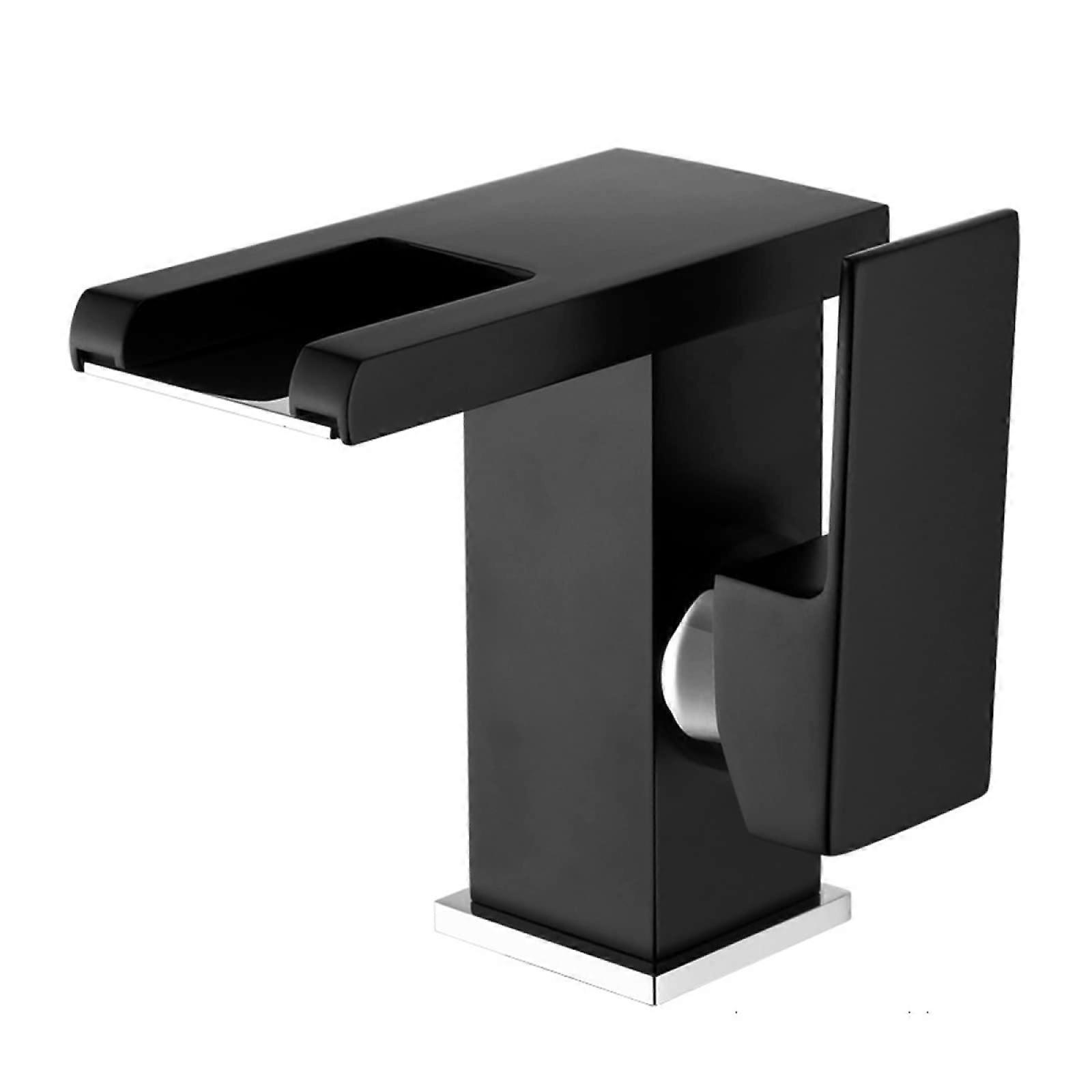 Waterfall LED Colour Changing Bathroom Faucet With Brass Finish Single Handle 1 Hole Hot Cold Water Mixer For Sinks
