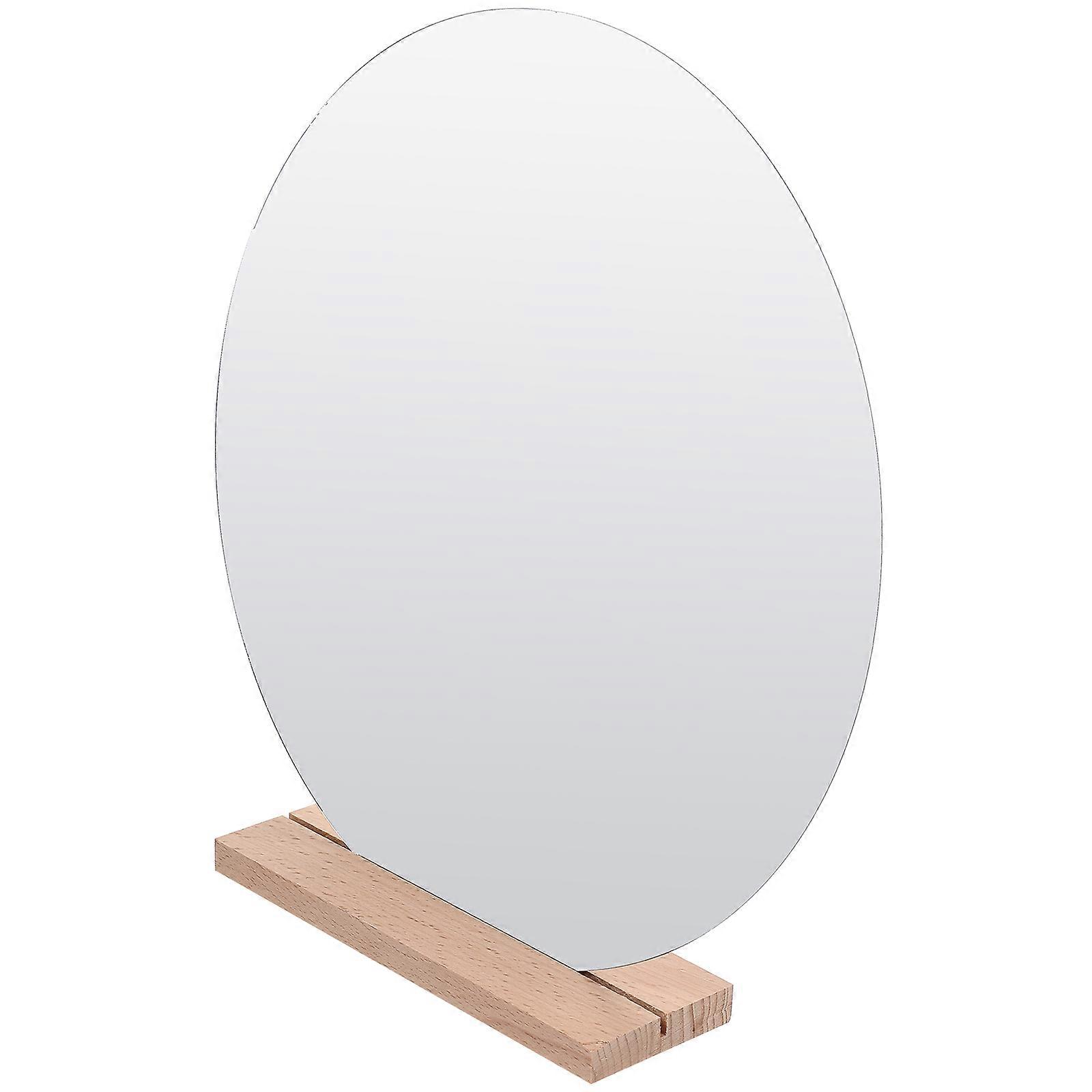 5Pcs Acrylic Irregular Mirror for Desktop Makeup with Wooden Base Stand