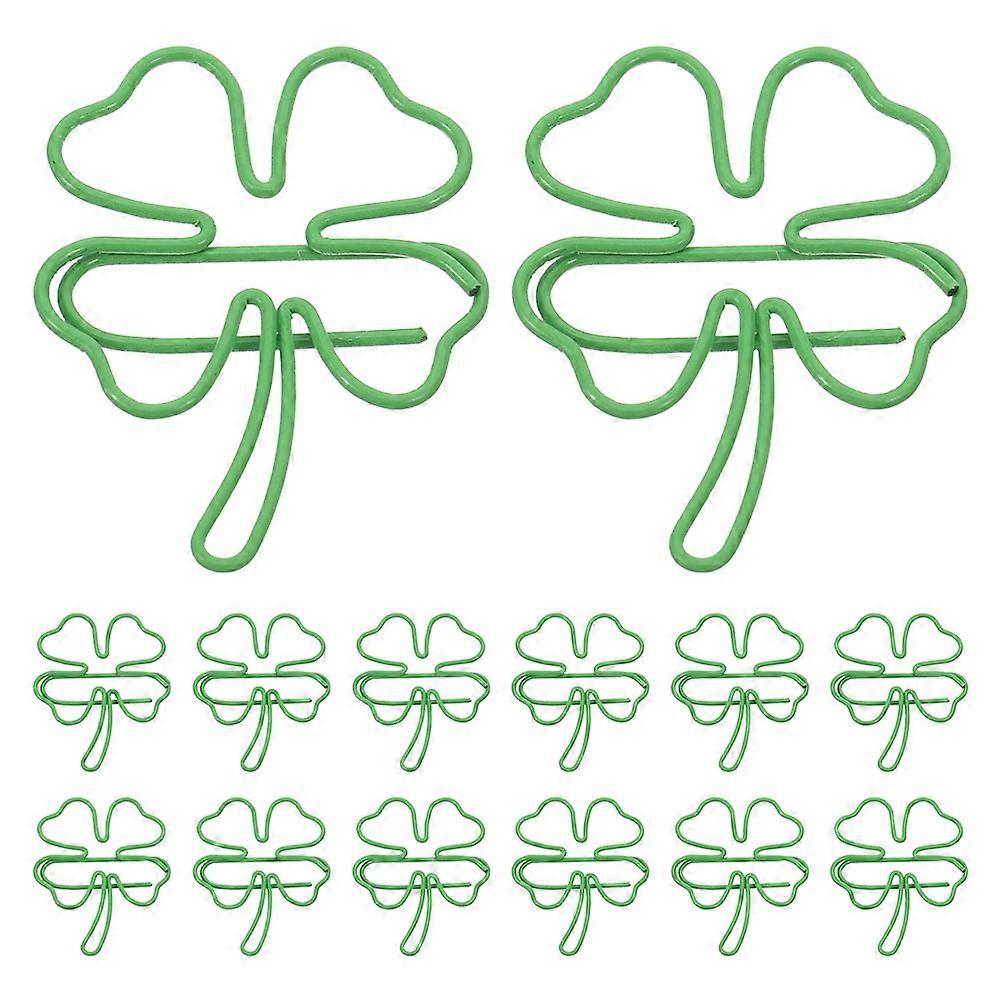Green Four-Leaf Paper Clips Decorative for Decoration 90Pcs Metal