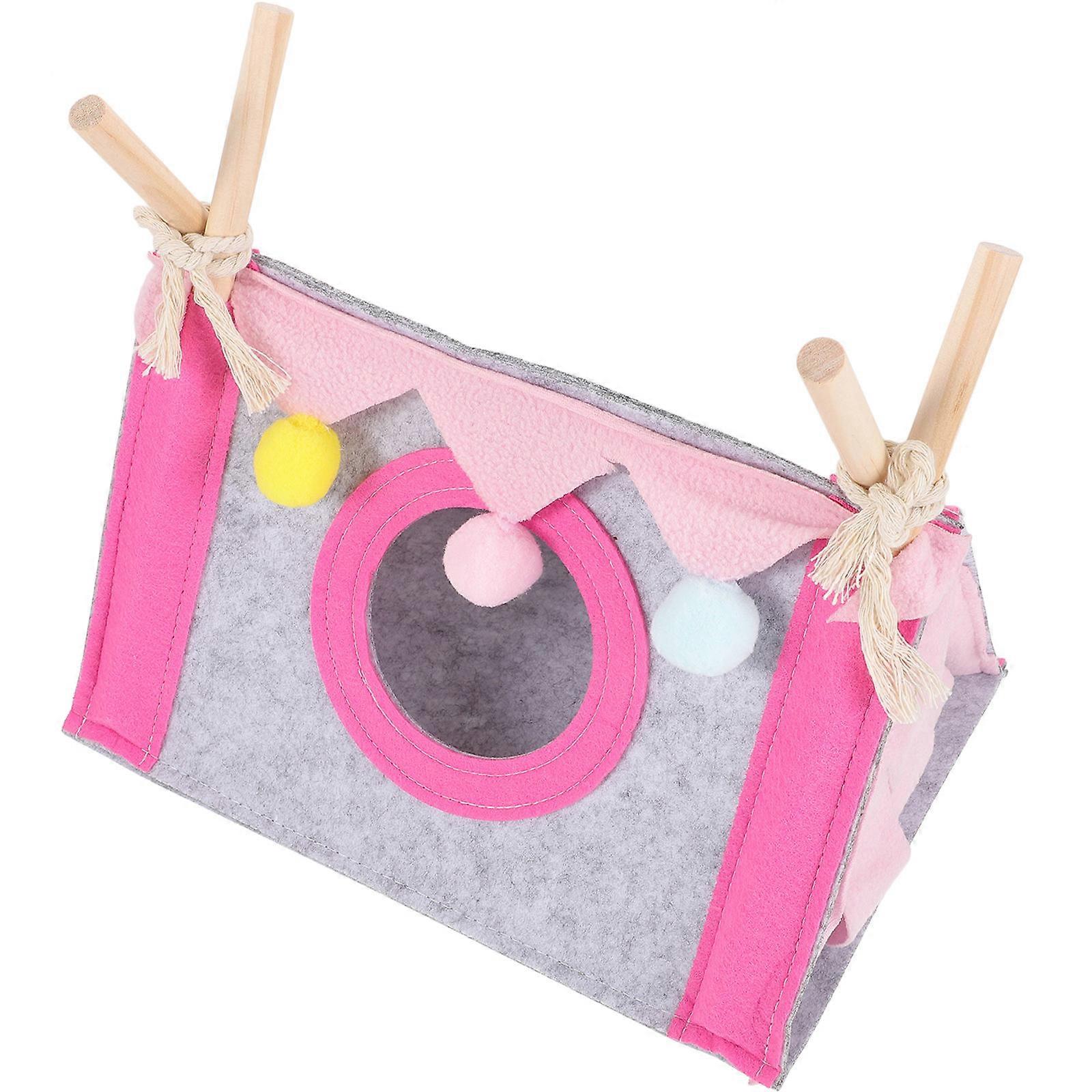 Small Rabbit House Indoor Pet Sleeping Hut for Hamster 2Pcs Pink
