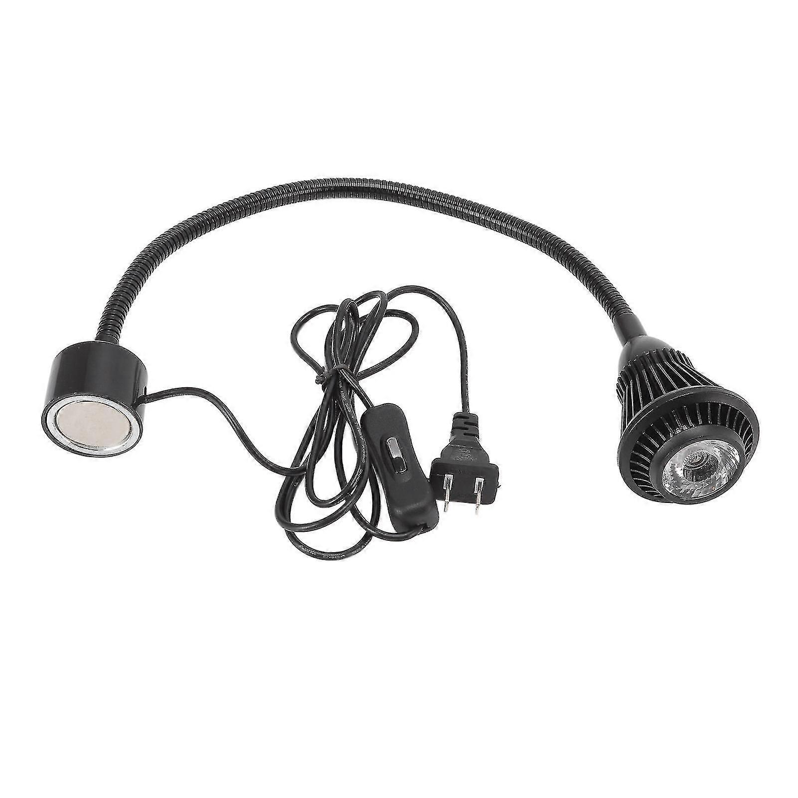 7W LED Machine Tool Lamp Magnetic Base Flexible Gooseneck Work Light Metal Construction Adjustable Reading Lamp CNC Drilling 110-220V US Plu