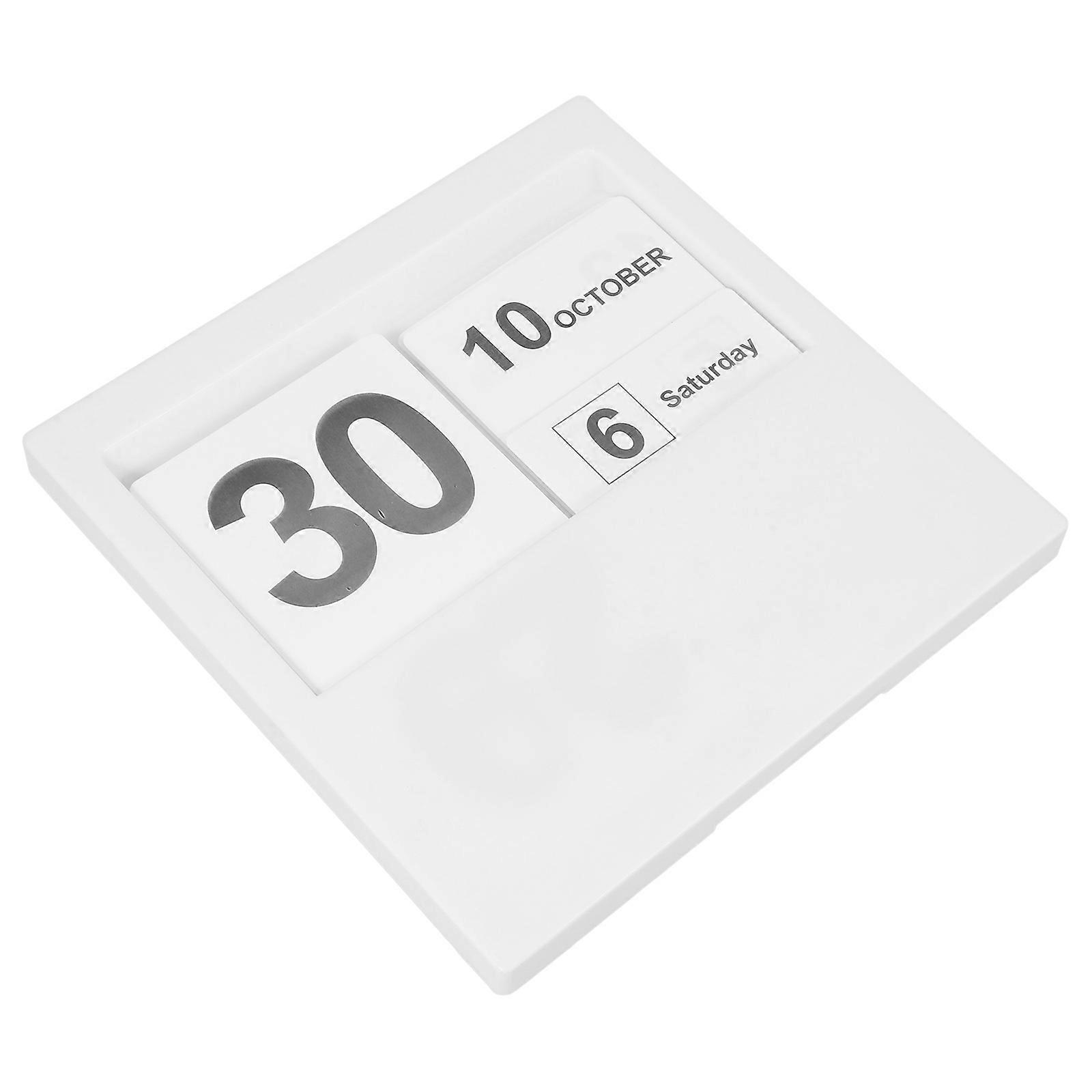Elegant Wood Calendar Daily Desk Calendar For Adults Table Decor In White 1Set