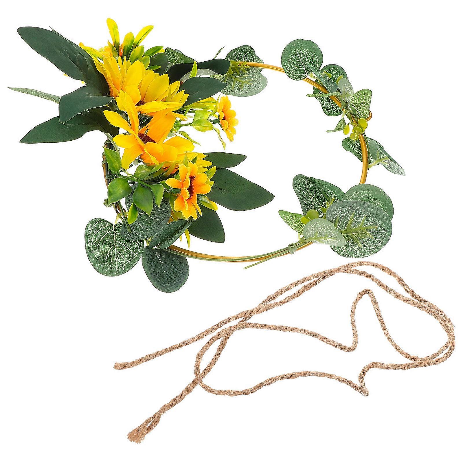 Assorted Color Artificial Sunflower Garland Wreath for Decoration 2Pcs