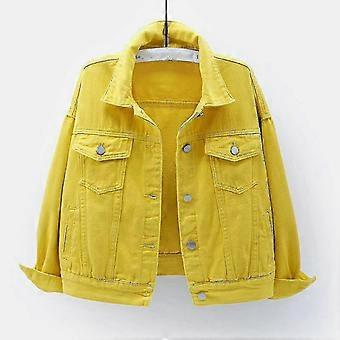 2025 Mulheres Primavera E Outono Casacos Quente Sólido Manga Comprida Denim Jacket Outerwear
