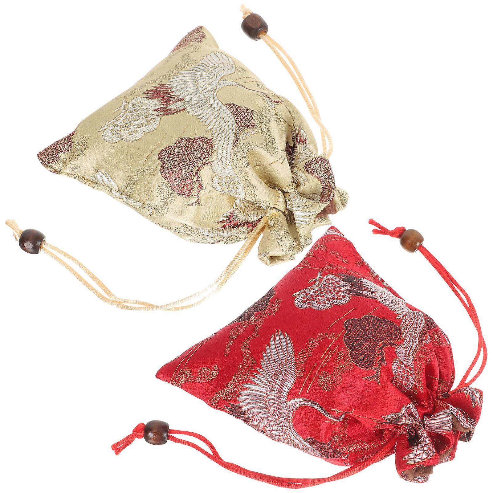 Small Jewellery Pouch Drawstring Bags Rectangular Shape Flannel Material 2Pcs