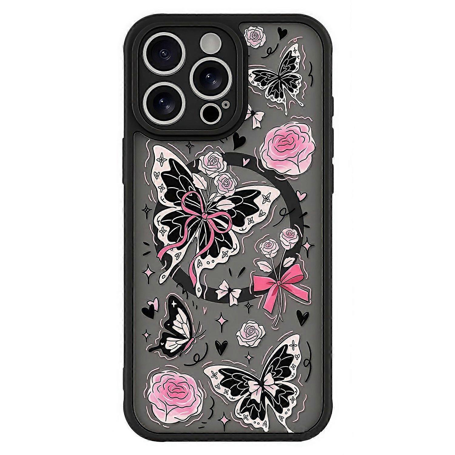 For iPhone 15 Pro Max Case Compatible with MagSafe Pattern Printed Design PC + TPU Phone Cover