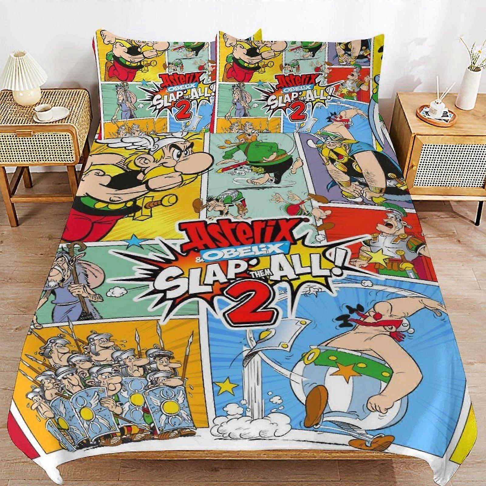 u180 Gaul Hero Asterix Wrinkle Free Fabric Soft Sleep Ready Zipper Closure Threaded Finish Duvet Cover Sets Style i180