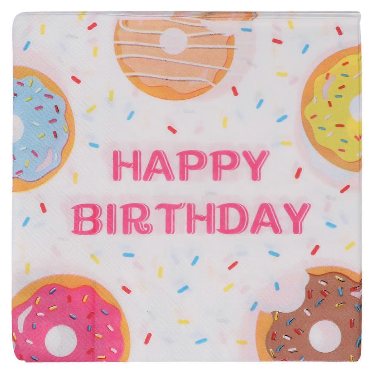 Disposable Party Napkins Donut Pattern Paper Napkins 80 Sheets Pack