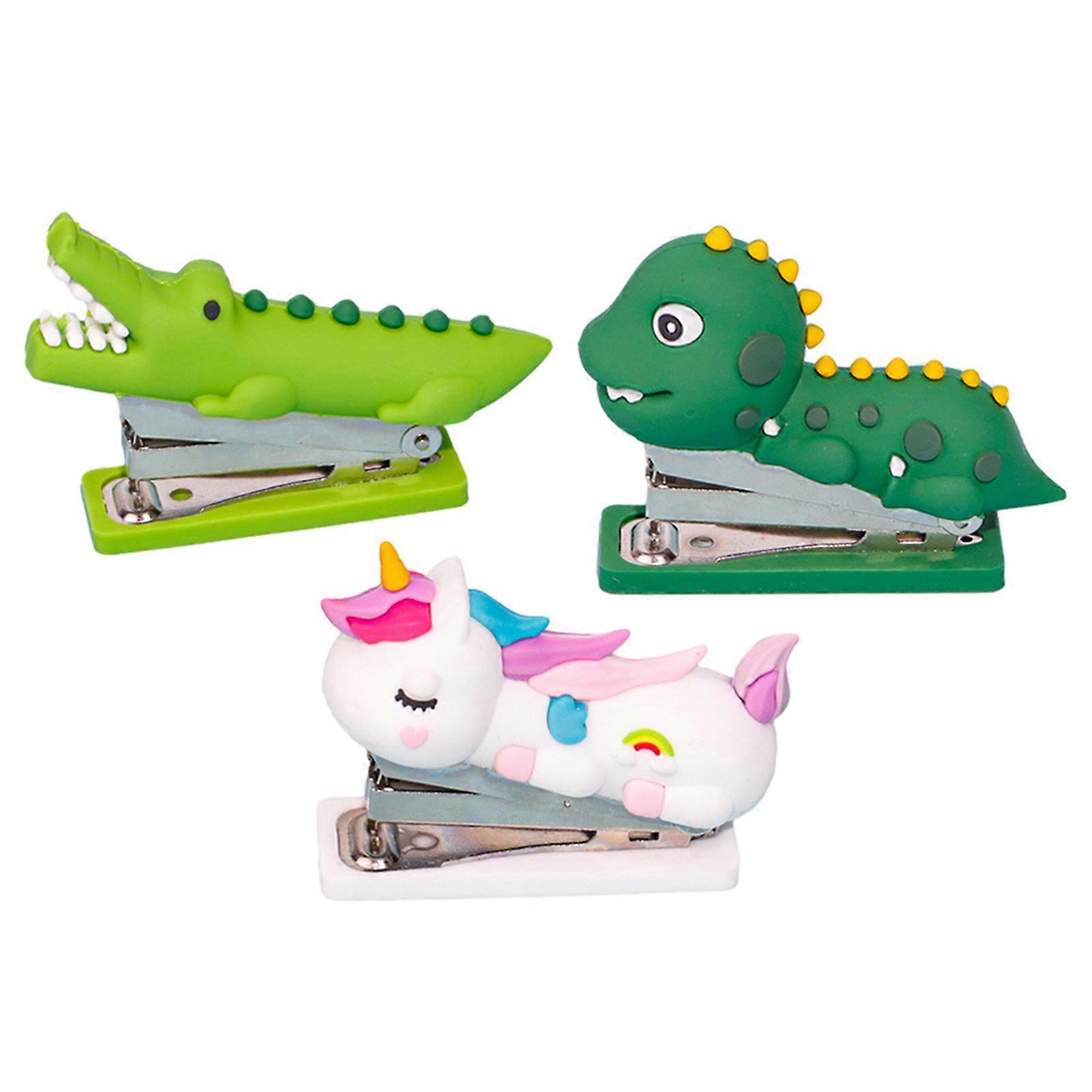 Cute Stapler Hand Stapler for Office 15Pcs Assorted Color Cartoon Style
