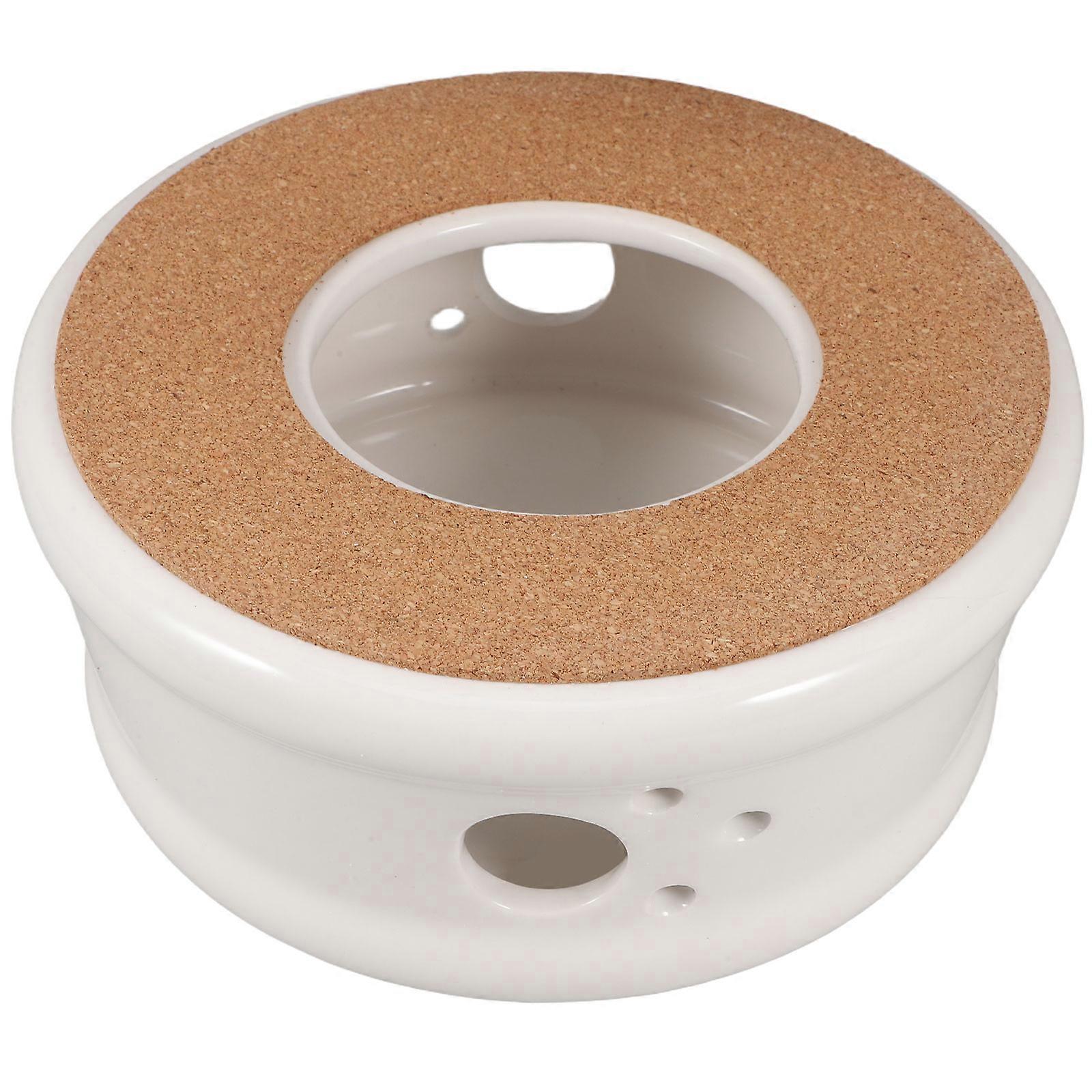 Ceramic Teapot Warmer Beverage Warming For Office Use White Color 6.1×6.1×2.6in Temperature Control 1Pack