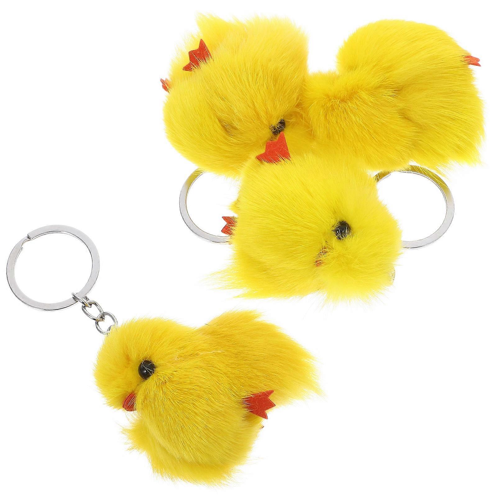 Stuffed Chicken Pendant for Bag 16Pcs Yellow Plush Keychain Accessory
