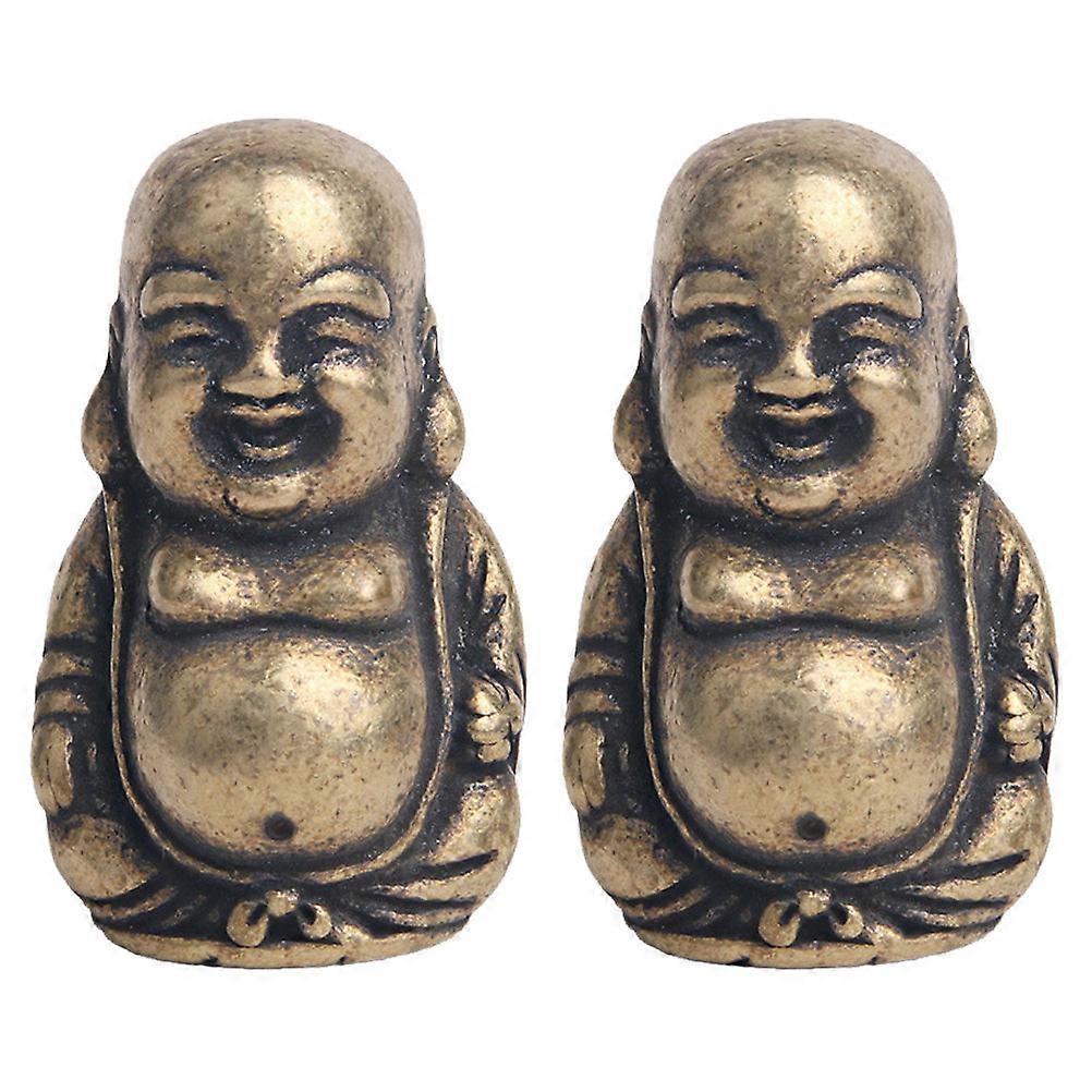 Brass Maitreya Buddha Decor for Tabletop with 8Pcs Brass Craft Adornments