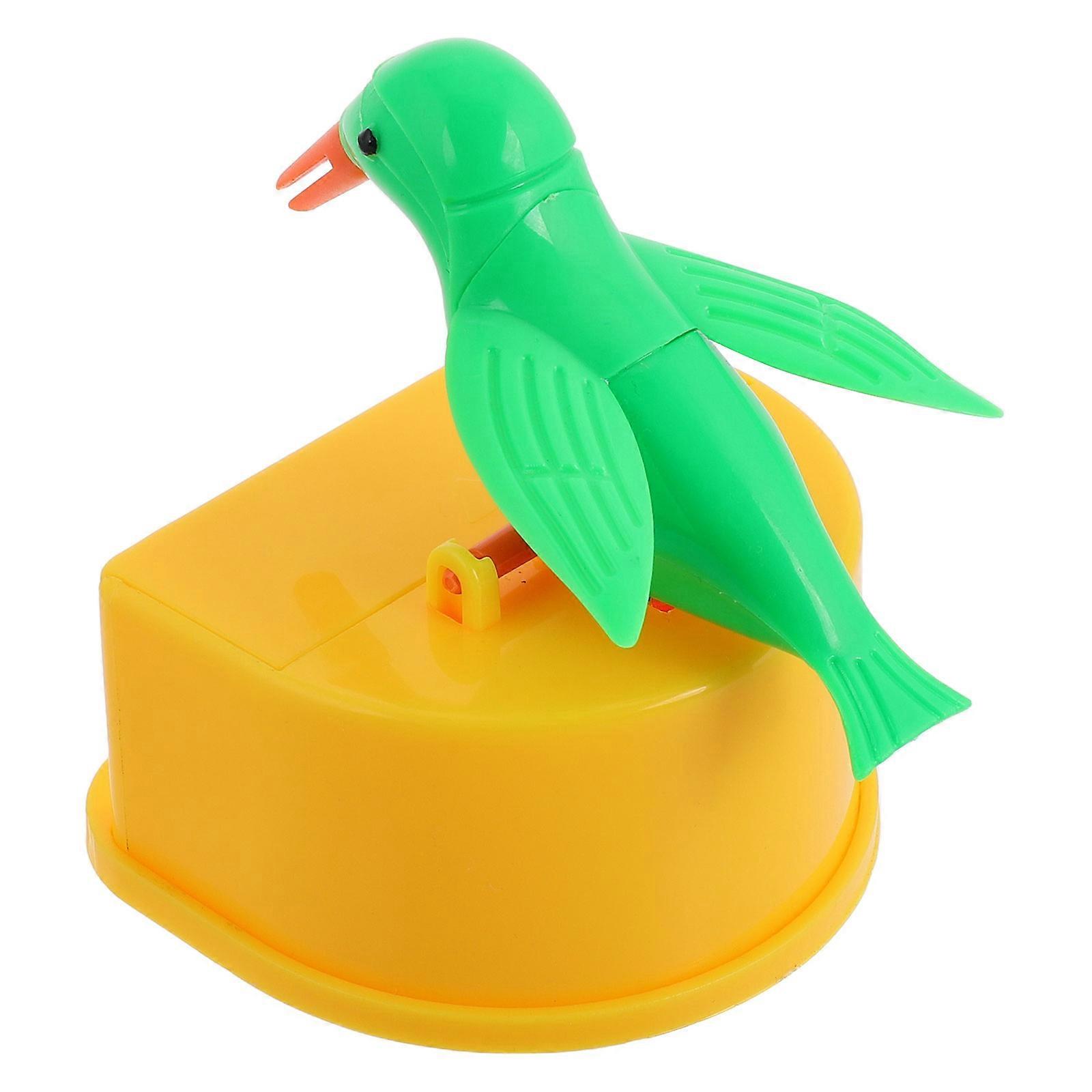 Automatic Toothpick Holder Green Plastic Bird Design 2Pcs for Kitchen Use