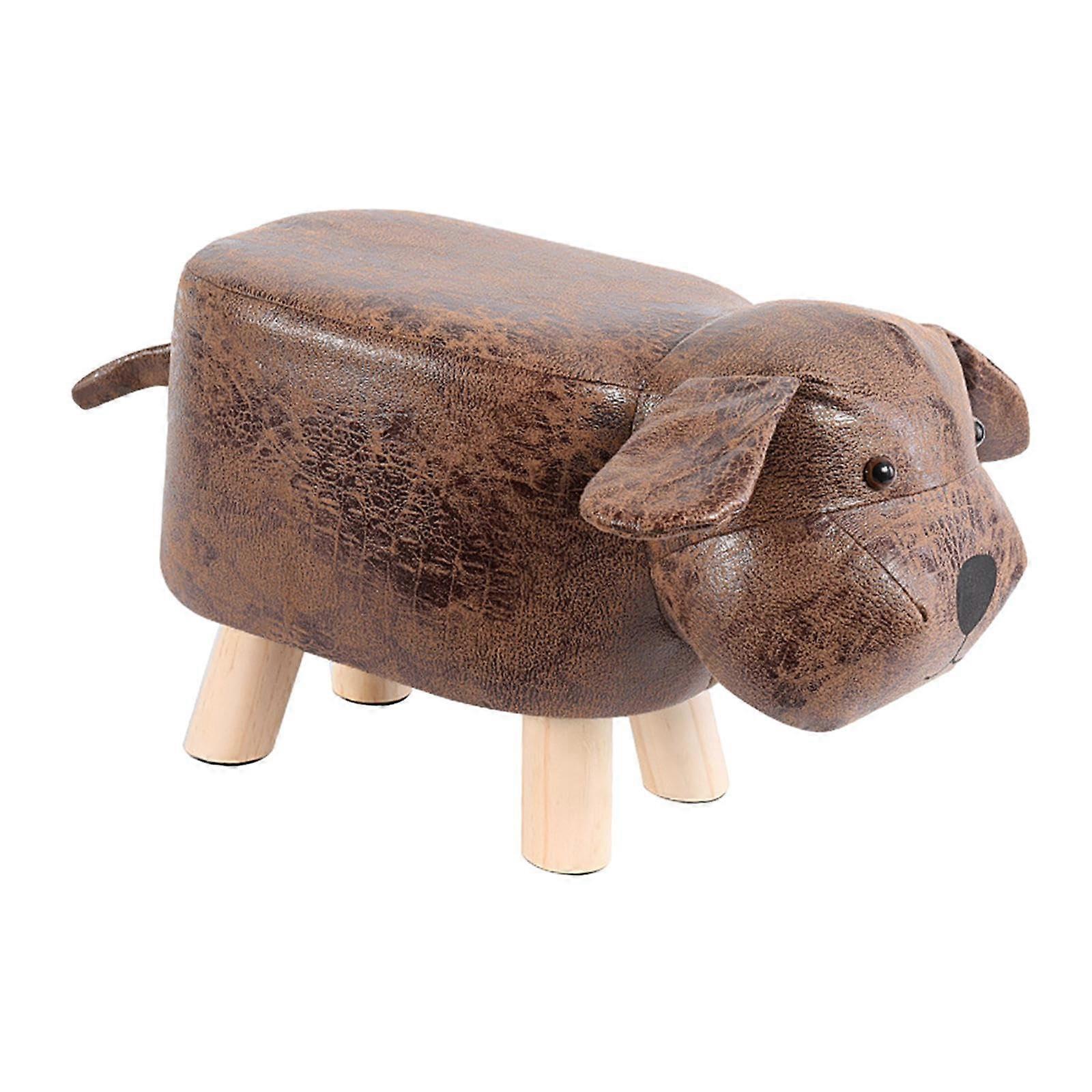 Animal Footstool Cartoon Dog Shaped Ottoman Foot Rest for Living Room and Playroom Brown