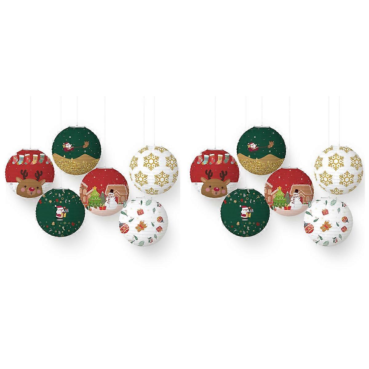 6 Pcs Paper Lanterns,Round Hanging Chinese