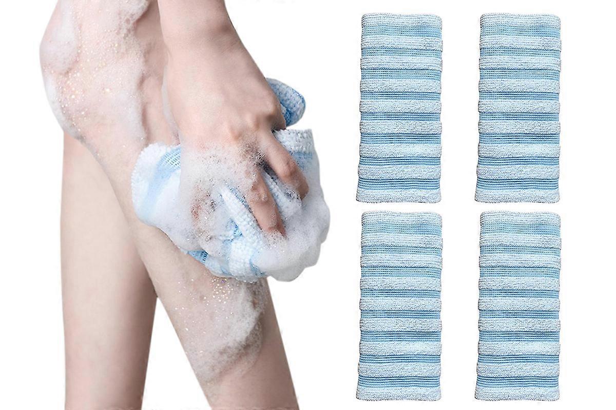 4Pcs Adult Exfoliating Washcloth Ultra-Long Back Scrubber for Shower Bath-Black