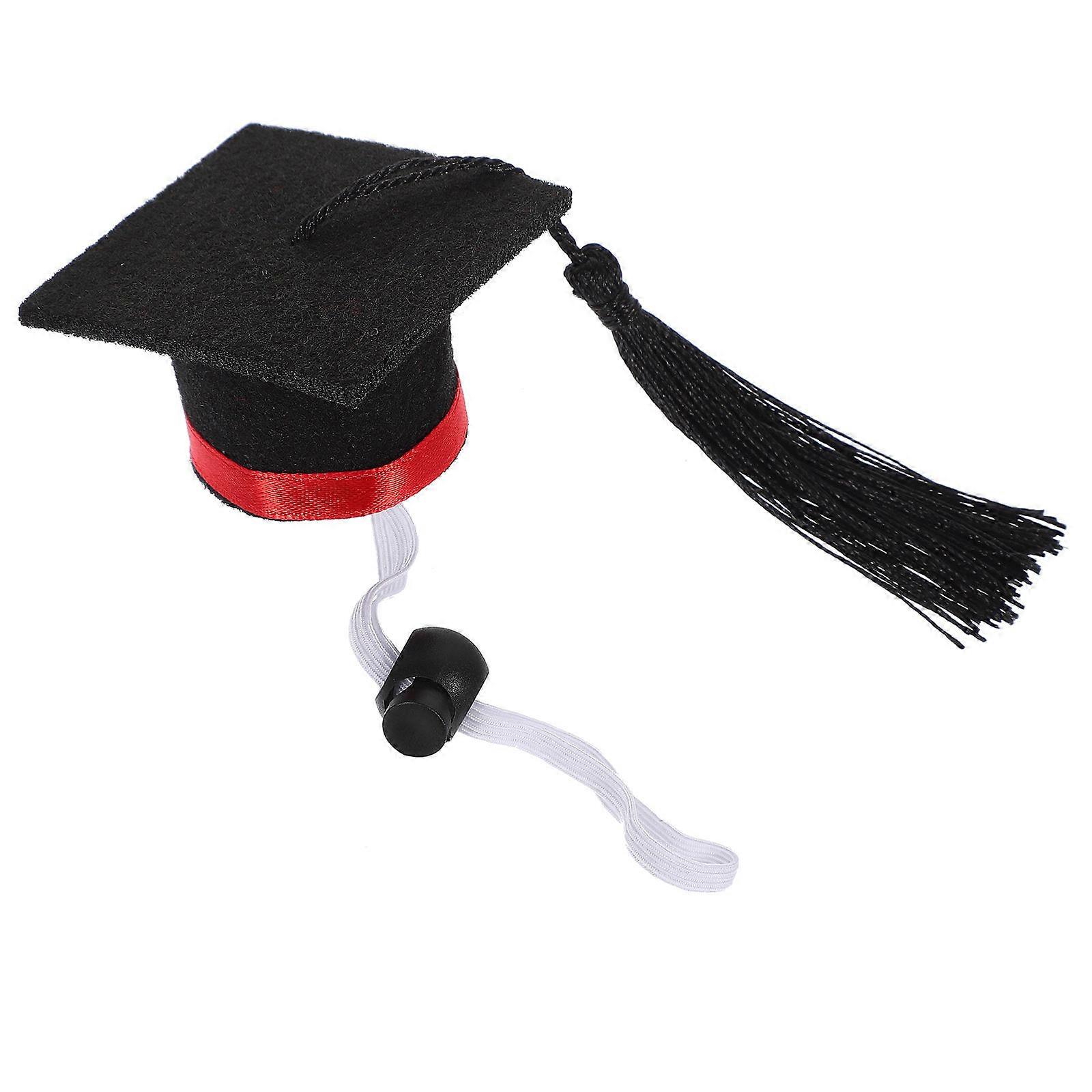 Mini Graduation Cap Pet Costume Hat for Small Pets 2Pcs Red Felt