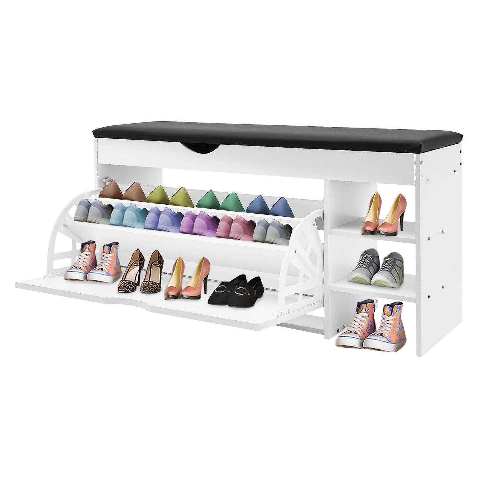 100cm Shoe Bench Space-Saving Shoe Stool with Cushion for Entrance