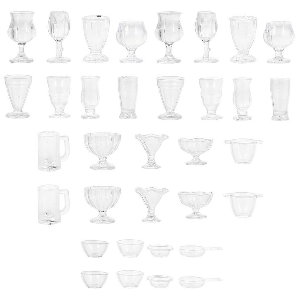 Miniature Cup Mini House Cup Model for Decoration 51Pcs Transparent Plastic Set
