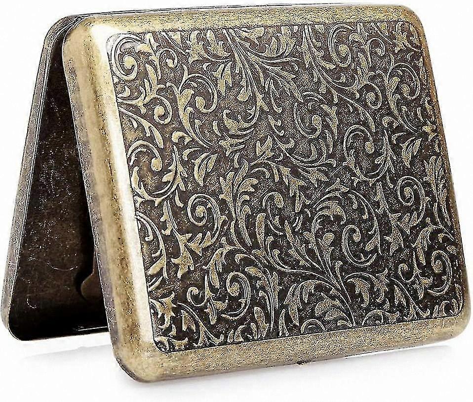 Antique Metal Cigarette Case for 20 Cigarettes with Engraved Design