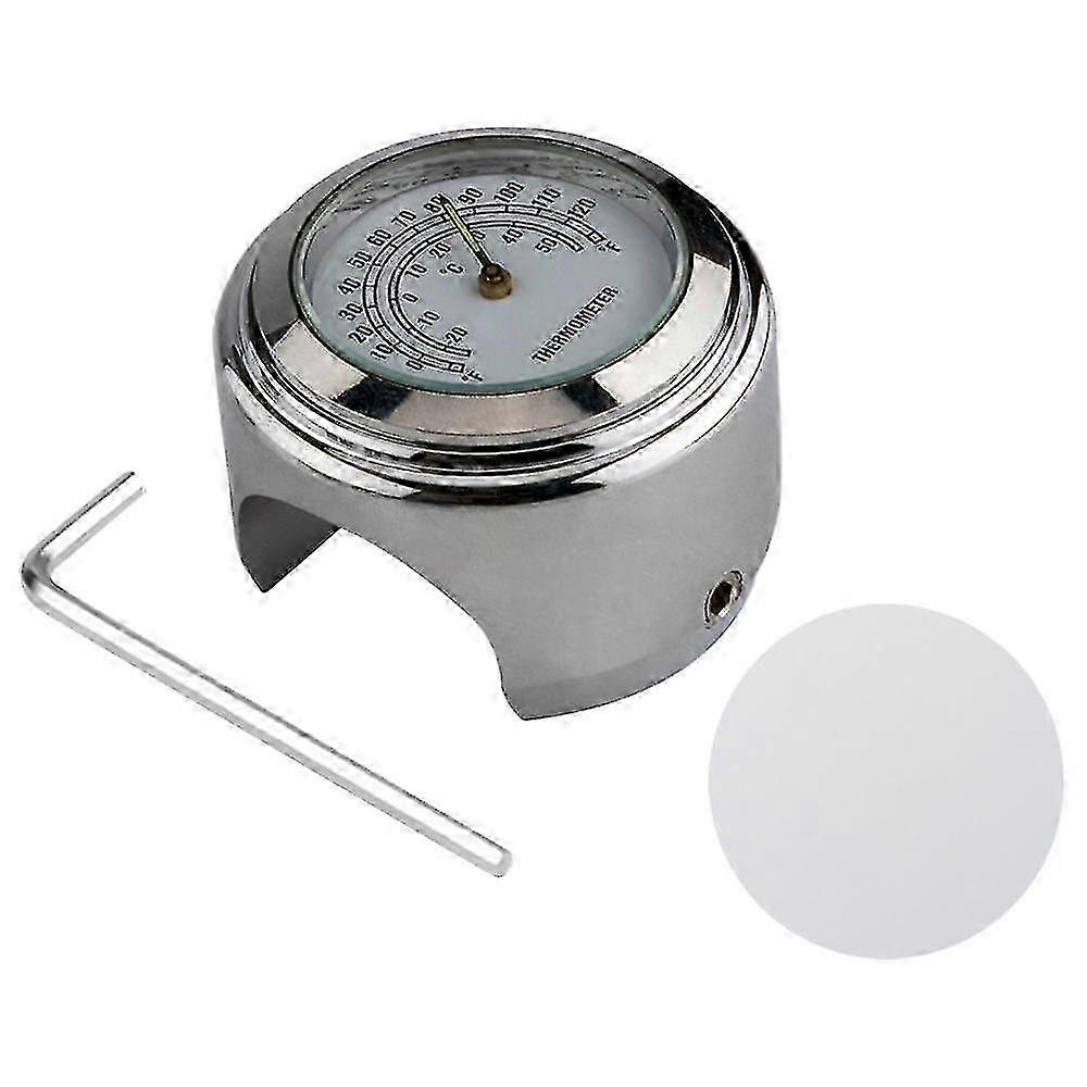 Alloy Motorcycle Bike Clock 22-25.4mm Handlebar Luminous Clock/Thermometer-Clock Shell White Dial