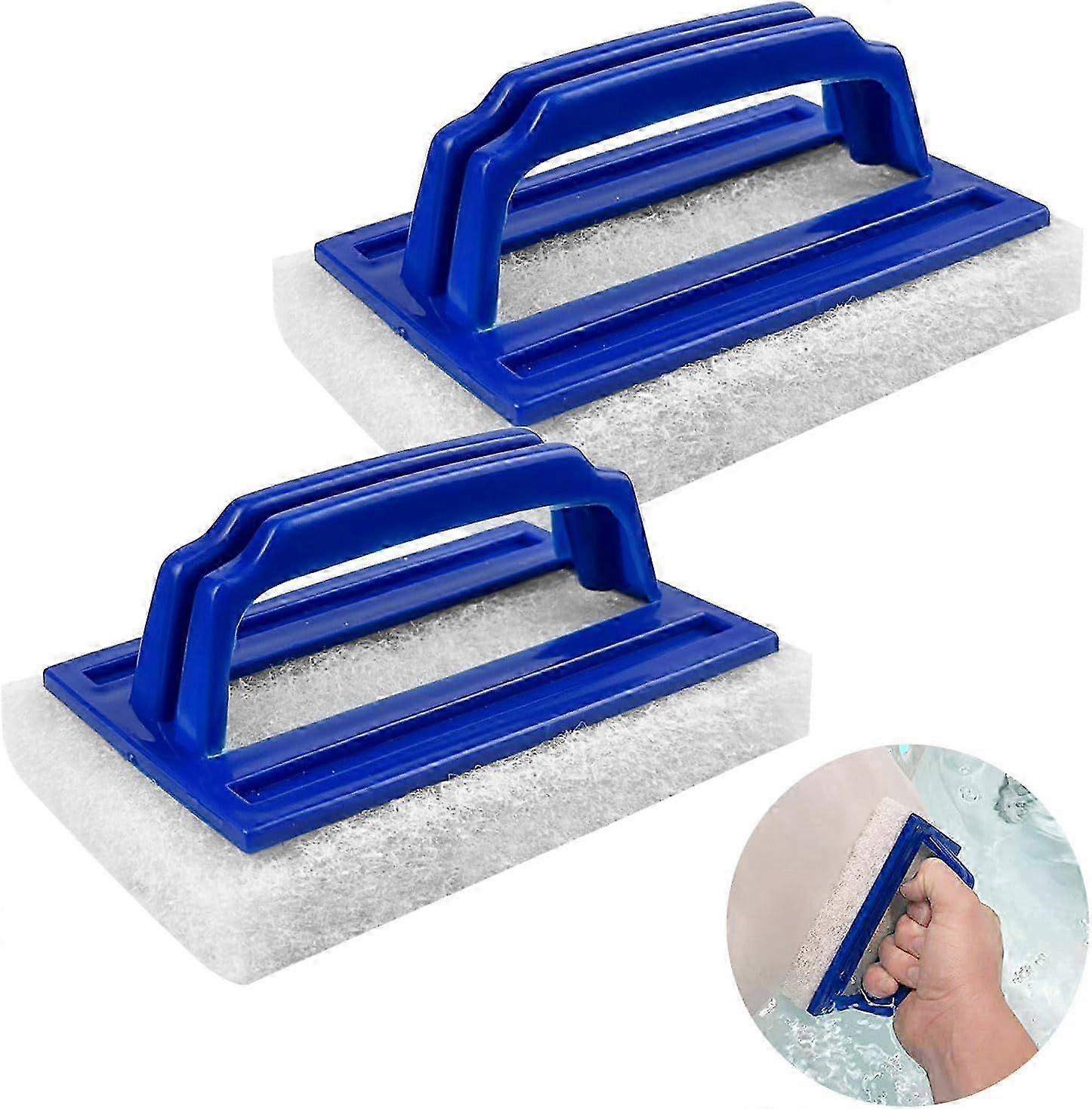 2pcs Magic Pool Sponge, Magic Pool Sponge with Handle, Durable Magic Pool Sponge, Pool Sponge for Spa, Small Pool, Bathtub, Dirt Cleaning (B