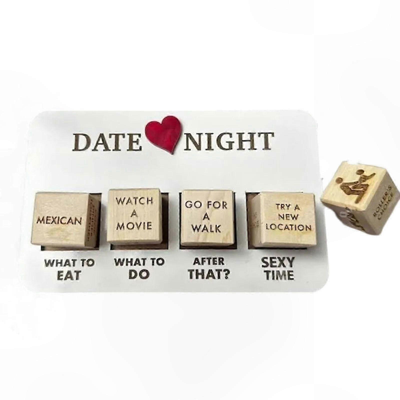 Wooden Dice Game for Couples, After Dark Edition, Date Night Fun Activity with Wood TAO Design