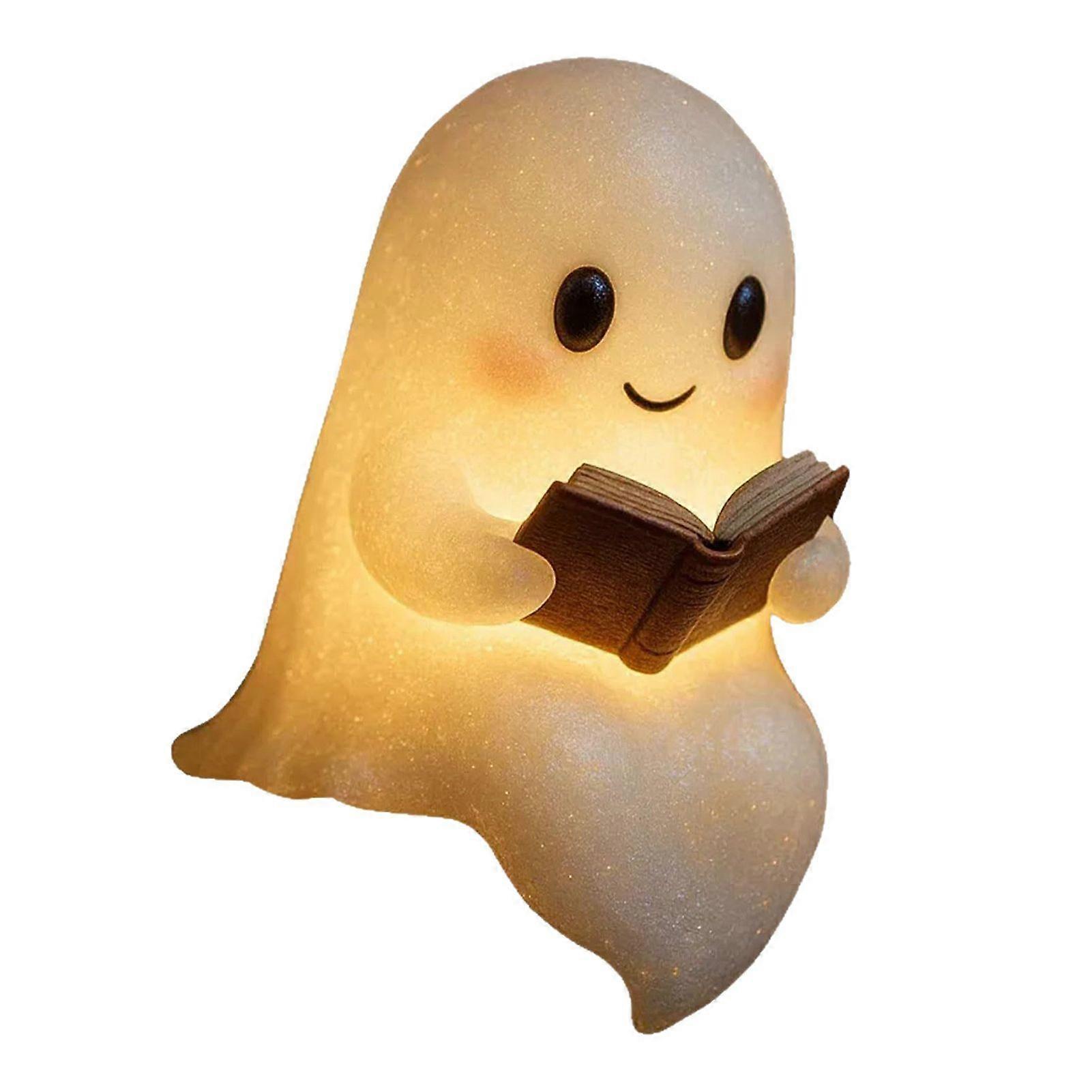 Halloween Ghost Night Light Reading Lamp Soft Warm Glow Battery Powered Cute Ghost Reading Book Lamp