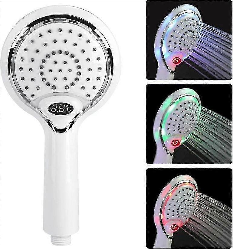 25-26 LED Shower Automatic Temperature Control 3 Colors Changed Digital Shower Head