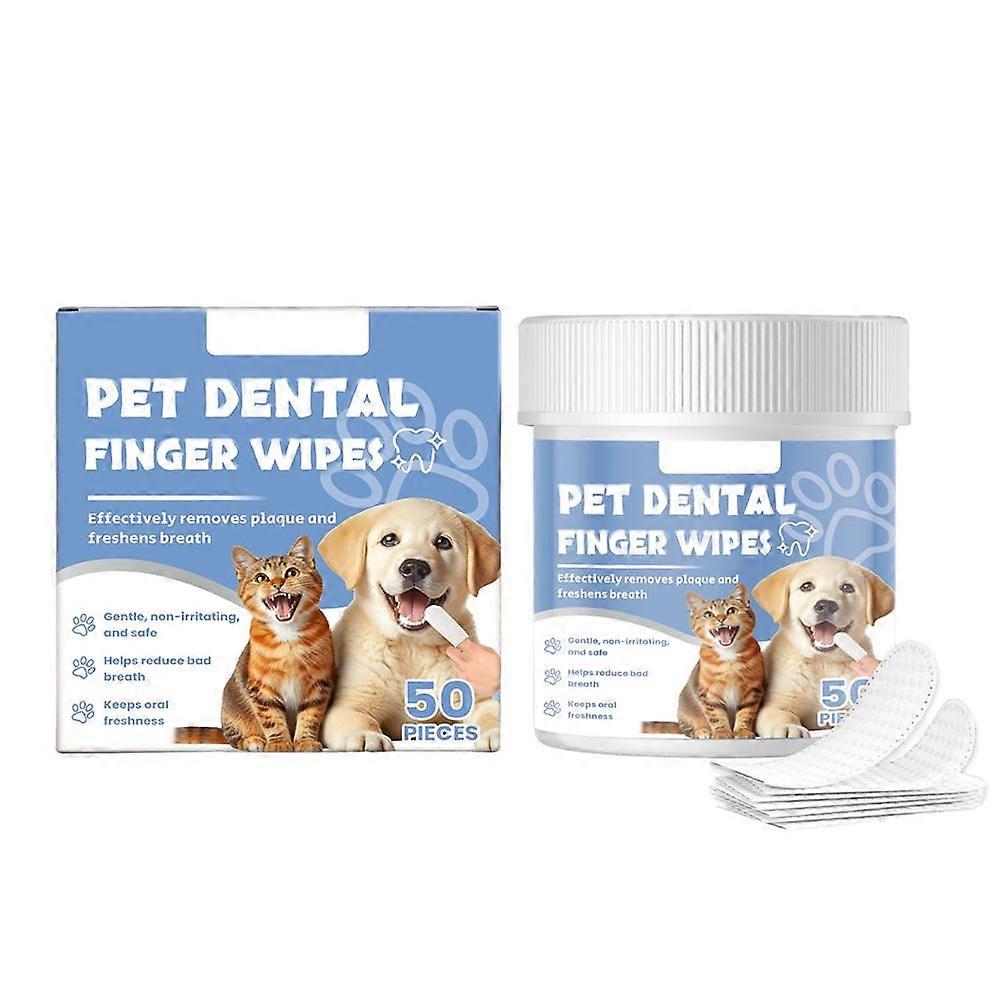 50-Count Pet Teeth Cleaning Finger Wipes with Glycerin and Citric Acid for Gentle Plaque Removal and Oral Hygiene