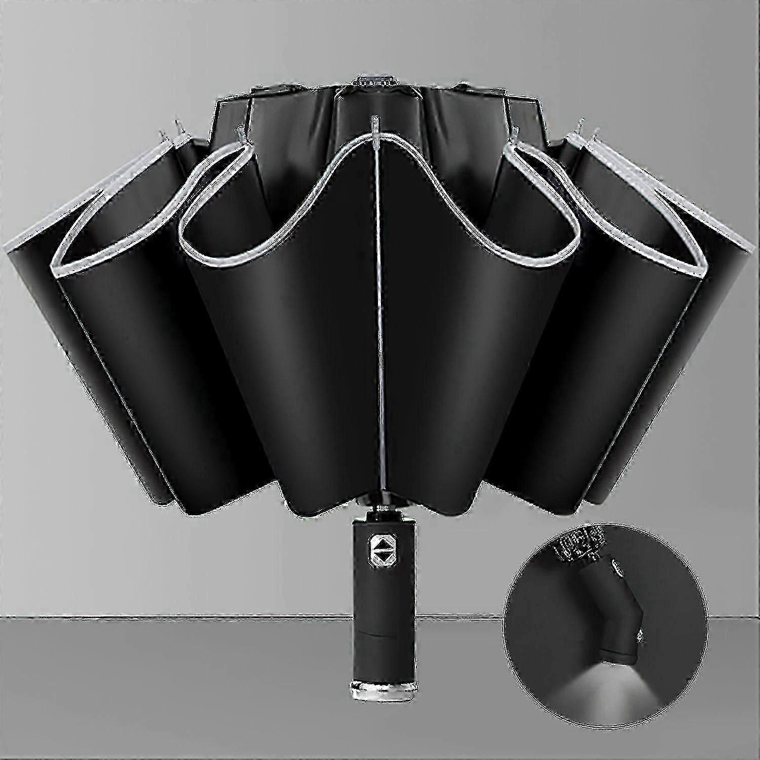 Umbrella Stormproof Up To 140 Km/h - Incl. With Automatic Open-close Function, Reverse Folding (without Dripping) & Led Light