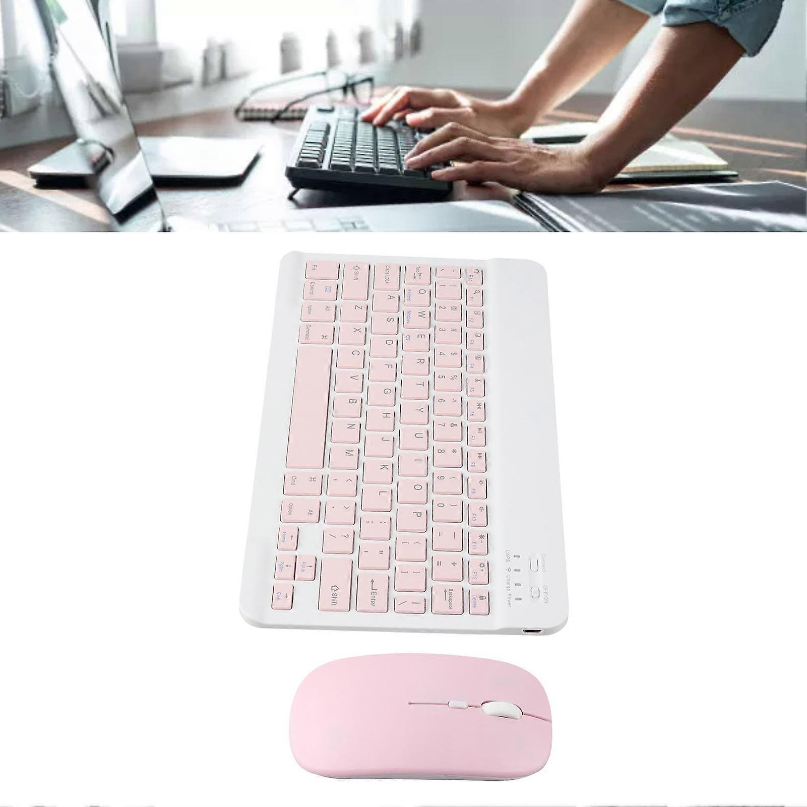 Keyboard and Mouse Combo Wireless Bluetooth Keyboard and Mouse Set Portable Matching Keyboard and Mouse for PC Laptop Pink 
