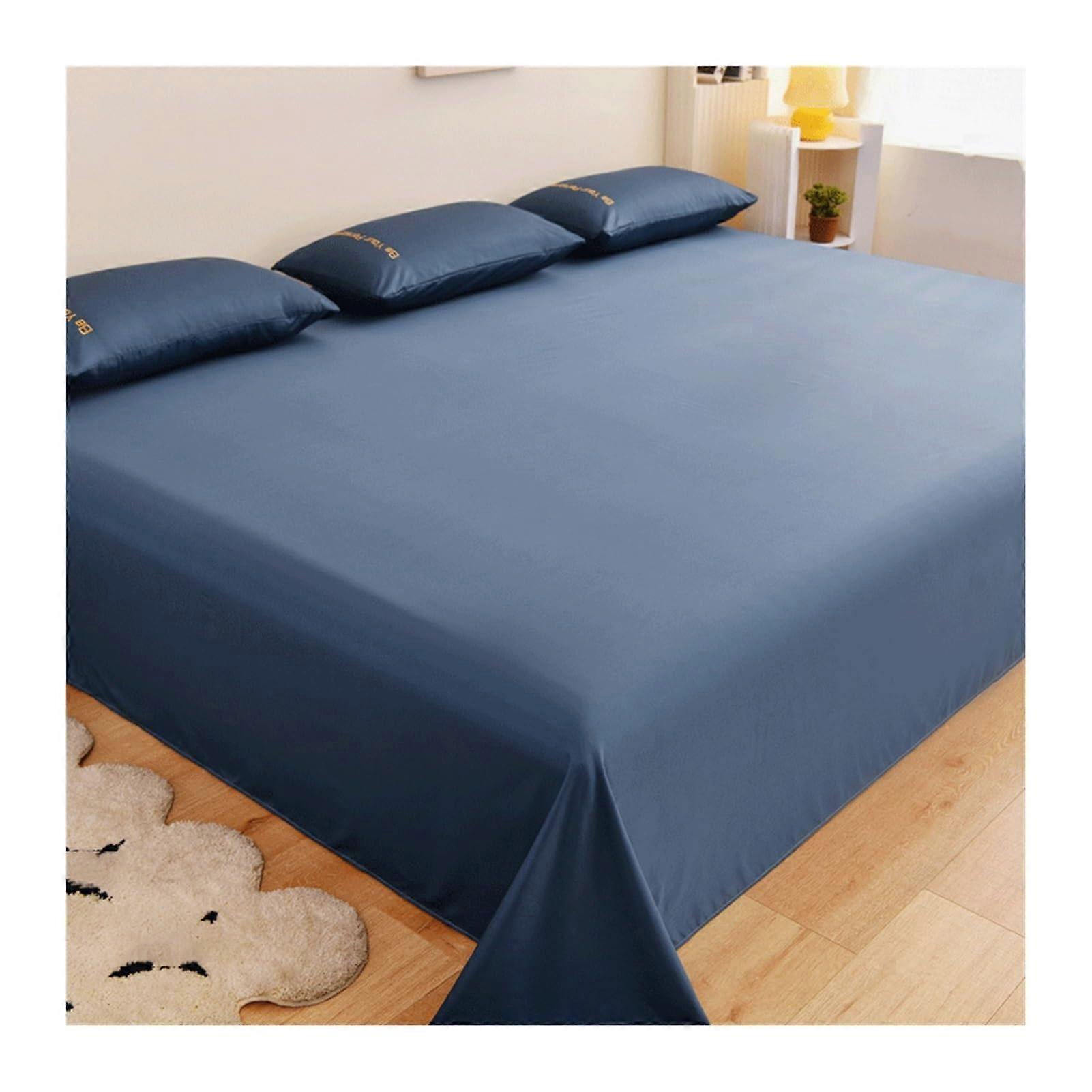 Flat Sheet Twin Full Queen King Size Breathable Cooling  Sheet 245x300cm+48x74cm x2 Blue