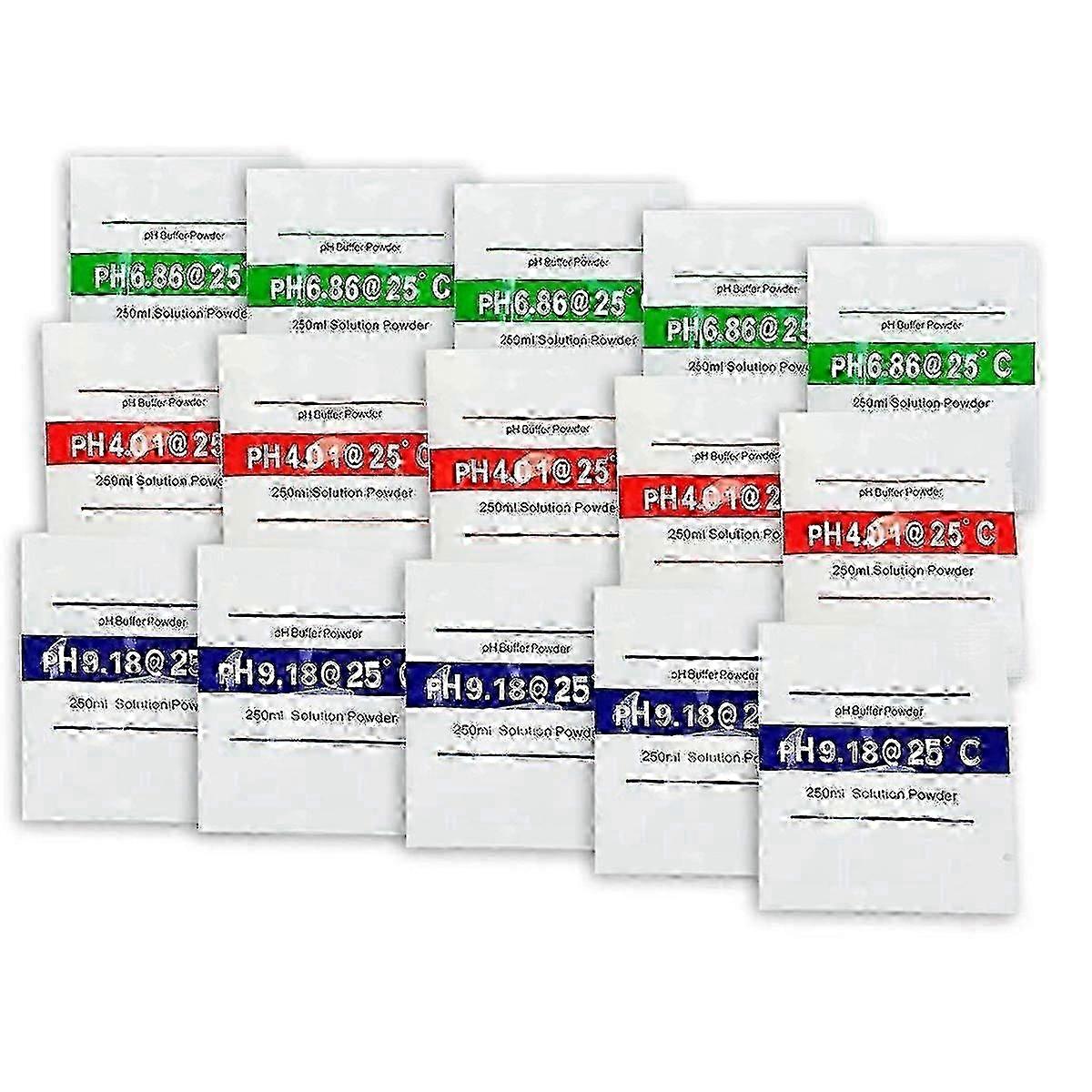 15 Pack PH Meter Buffer Solution Powder 6.86/4.00/9.18, PH Calibration Solution Packets for Precise PH Meter miao4
