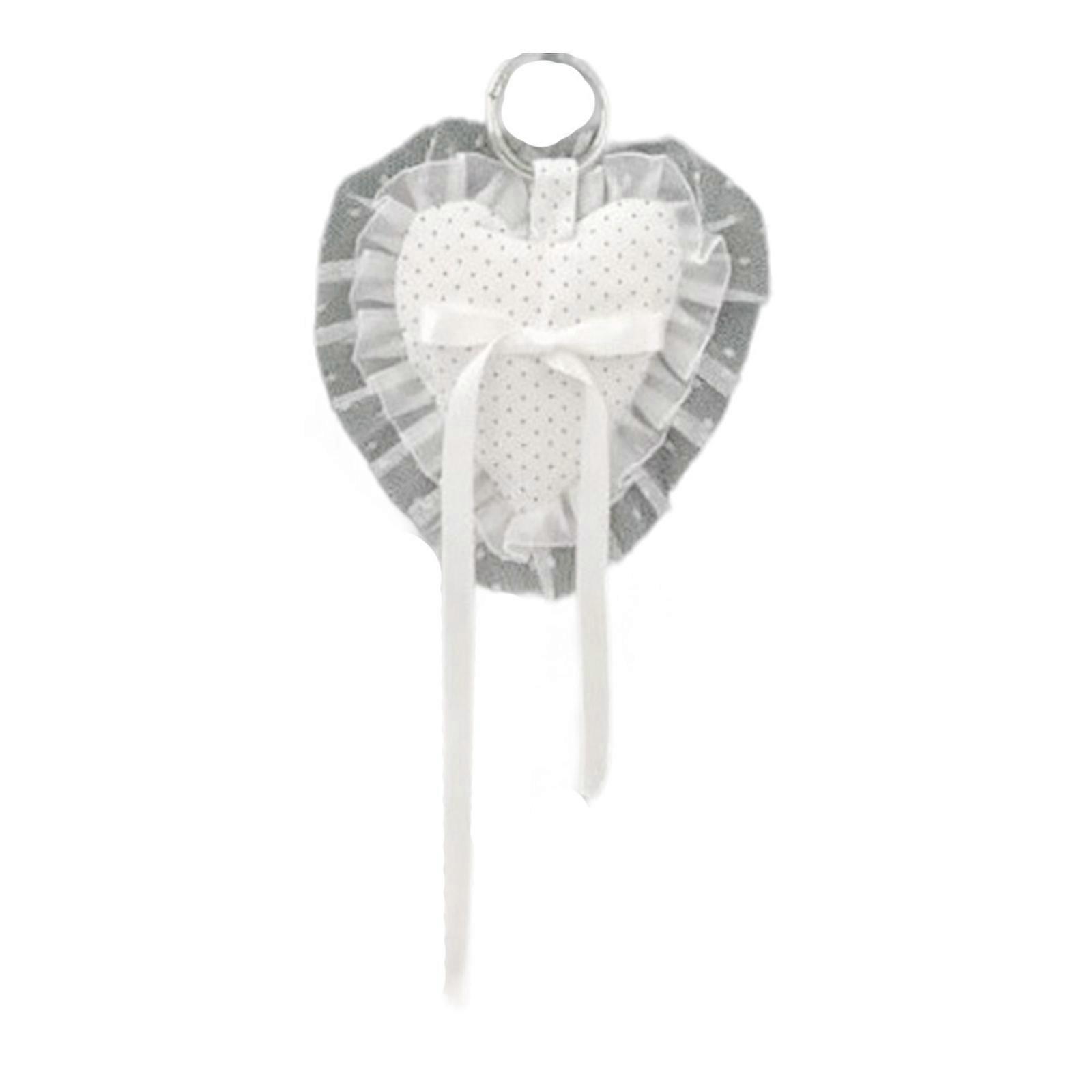 Stylish Heart Shape Keychain Polkas Dot Pattern With Lace Trim Bowknot Accent Fashionable Gift Stylish Accessory Multicolor